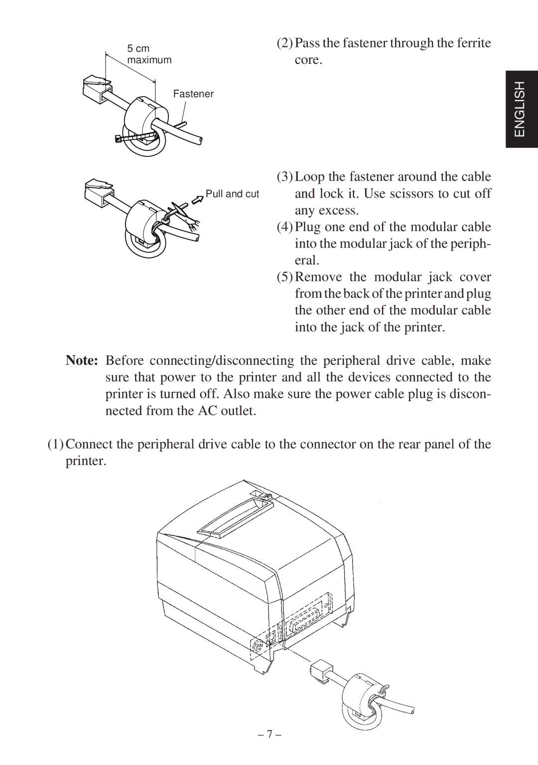 Star Micronics TSP2000 Series user manual Cm maximum Fastener Pull and cut 