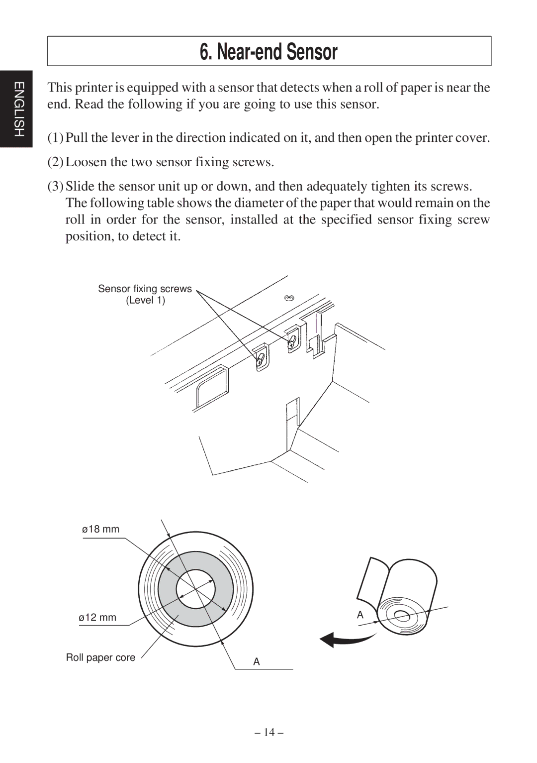 Star Micronics TSP2000 Series user manual Near-end Sensor 