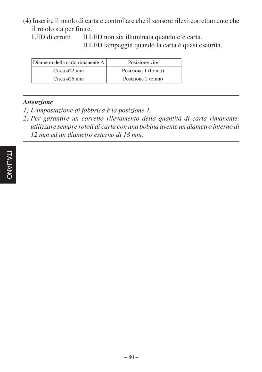 Star Micronics TSP2000 Series user manual Attenzione 