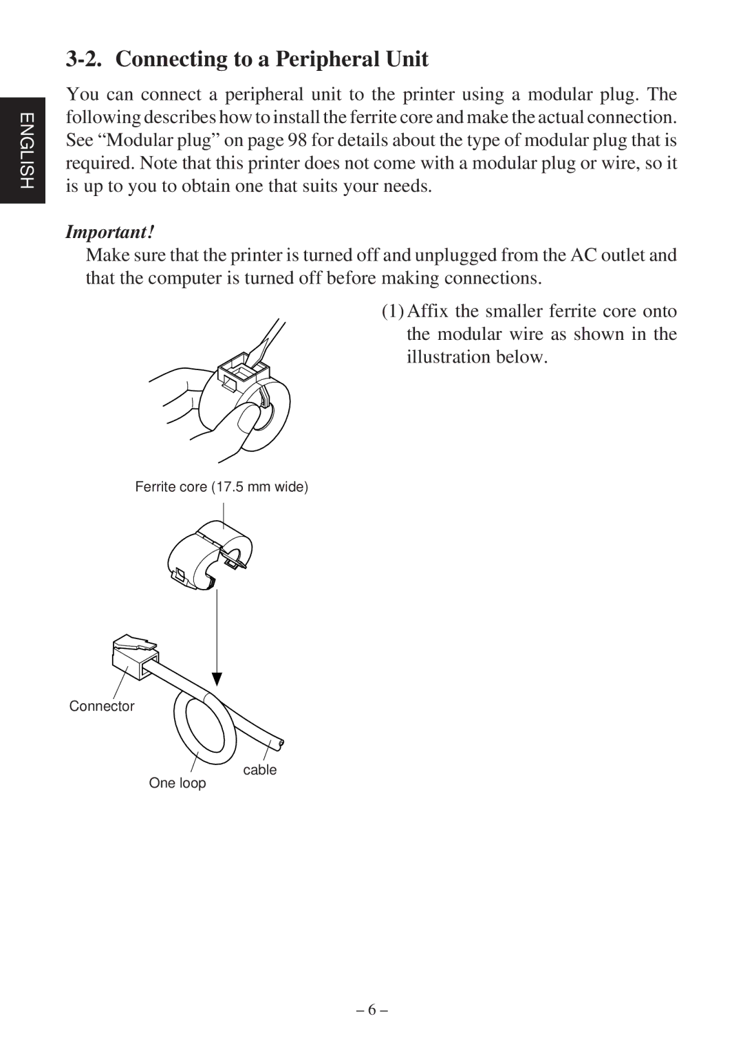 Star Micronics TSP2000 user manual Connecting to a Peripheral Unit 