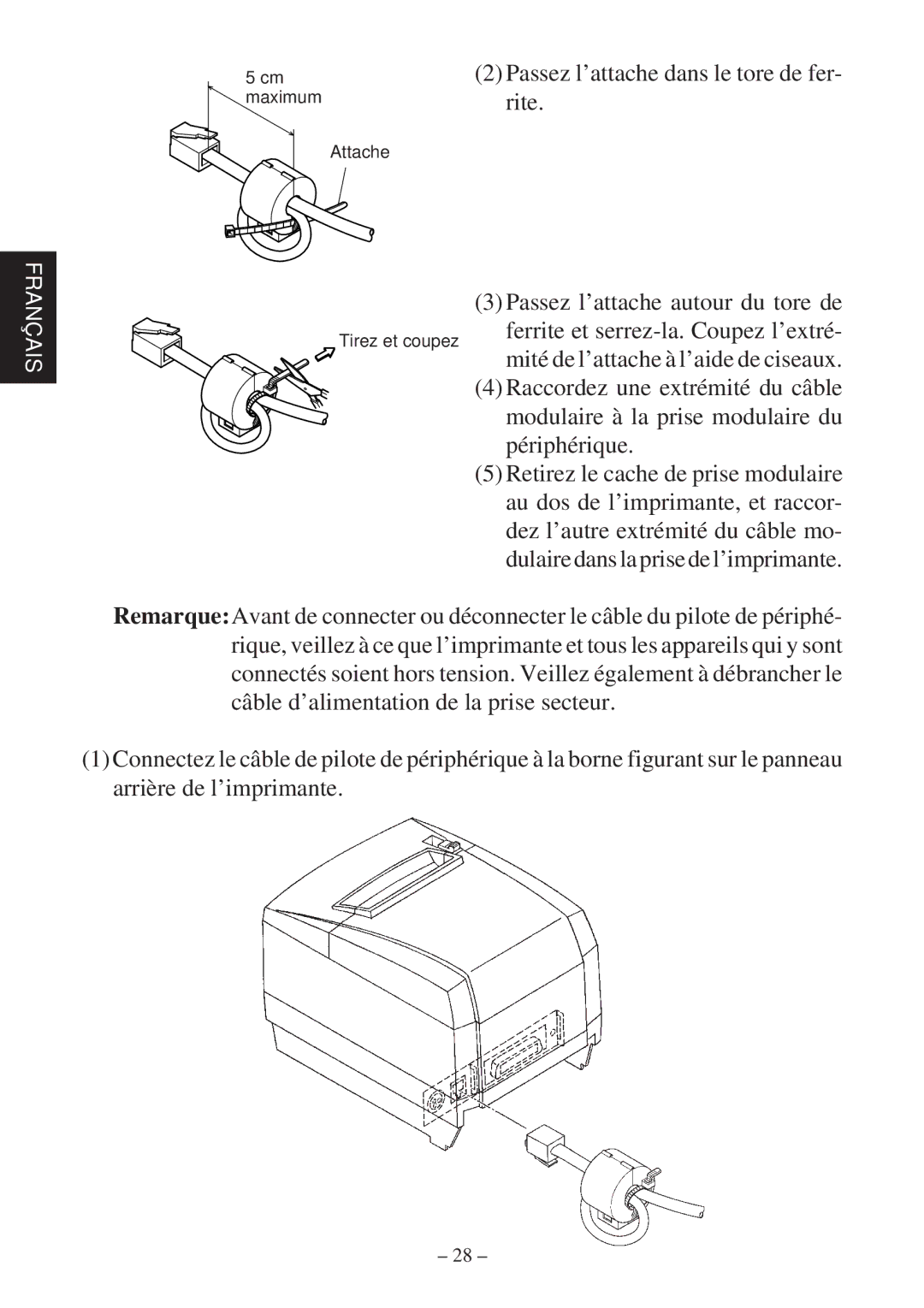 Star Micronics TSP2000 user manual Cm maximum Attache Tirez et coupez 