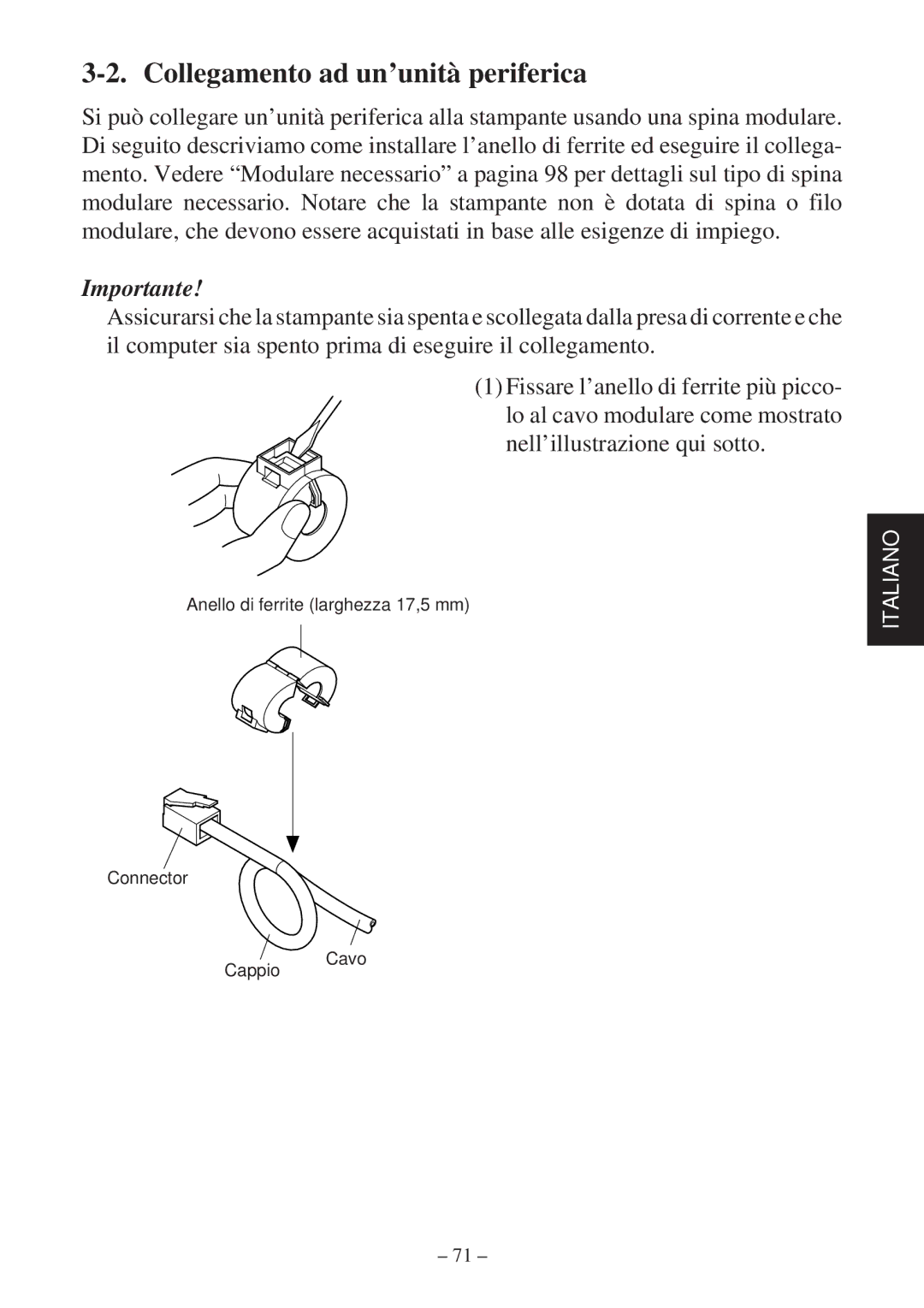 Star Micronics TSP2000 user manual Collegamento ad un’unità periferica 