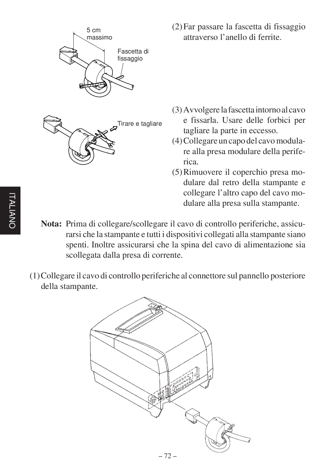 Star Micronics TSP2000 user manual Cm massimo Fascetta di fissaggio 