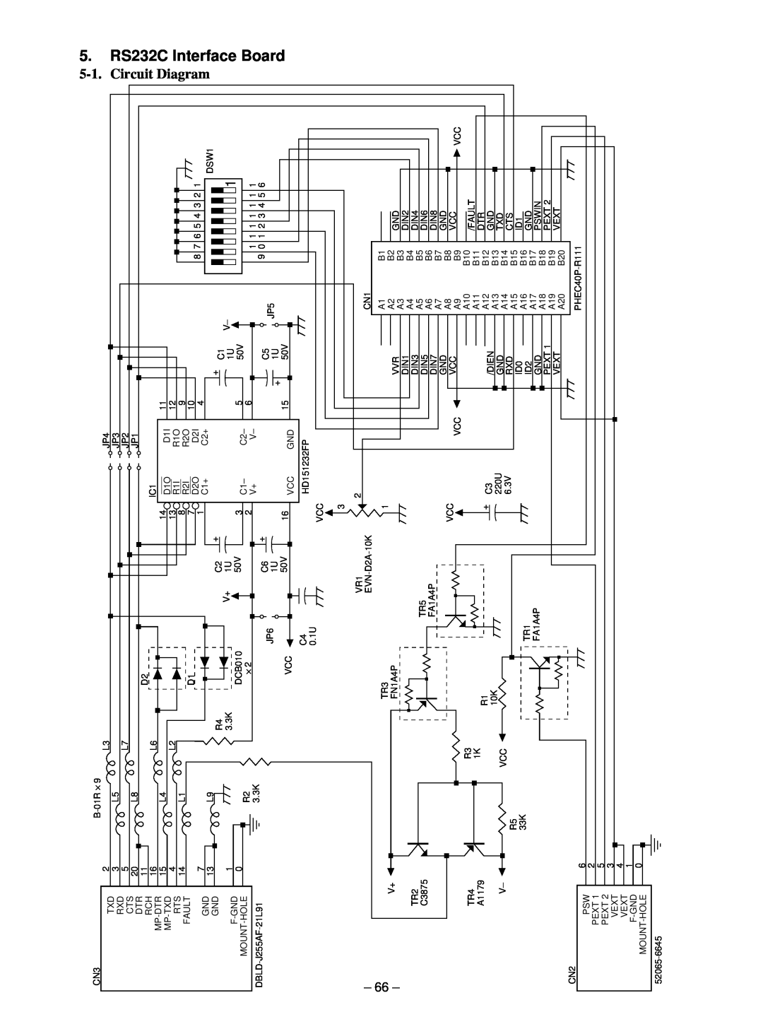 Star Micronics TSP400 technical manual RS232C Interface, Board, Circuit Diagram 