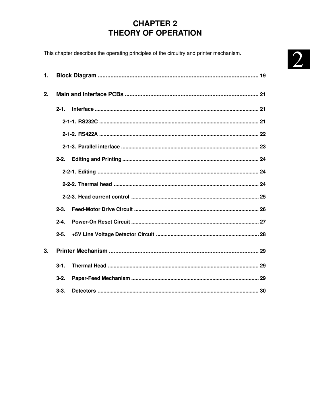 Star Micronics TSP400 technical manual Chapter Theory of Operation 