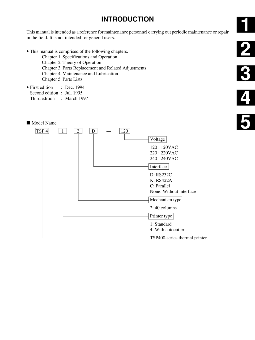 Star Micronics TSP400 technical manual Introduction 