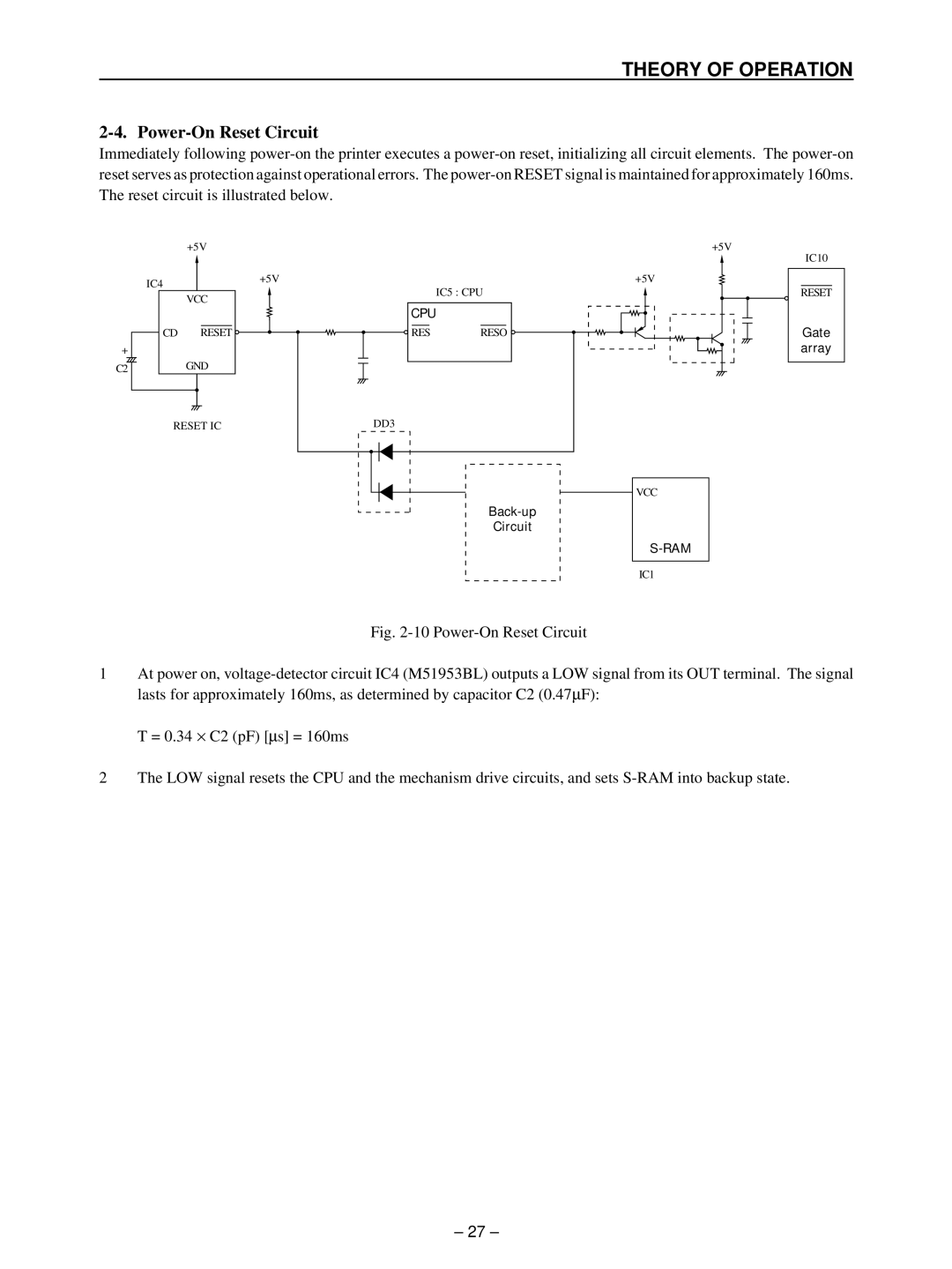 Star Micronics TSP400 technical manual Power-On Reset Circuit 