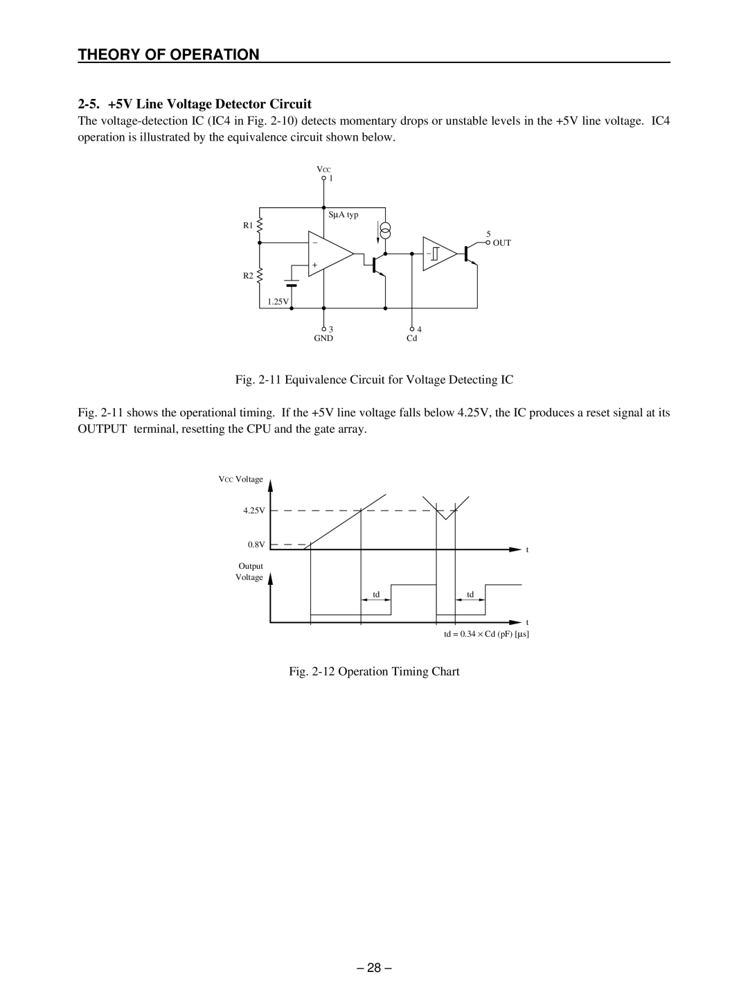 Star Micronics TSP400 technical manual +5V Line Voltage Detector Circuit, Equivalence Circuit for Voltage Detecting IC 