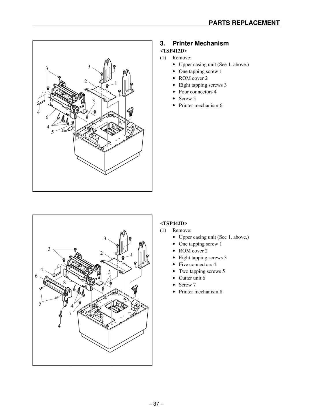 Star Micronics TSP400 technical manual Printer Mechanism 