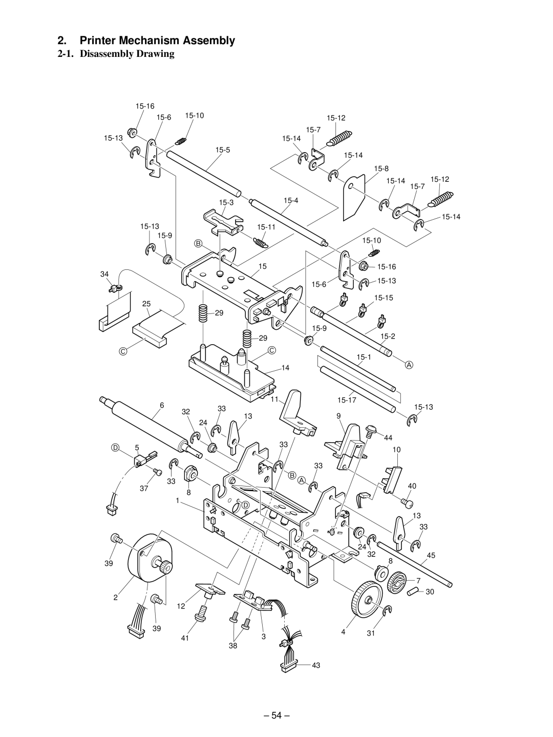 Star Micronics TSP400 technical manual Printer Mechanism Assembly, Disassembly Drawing 