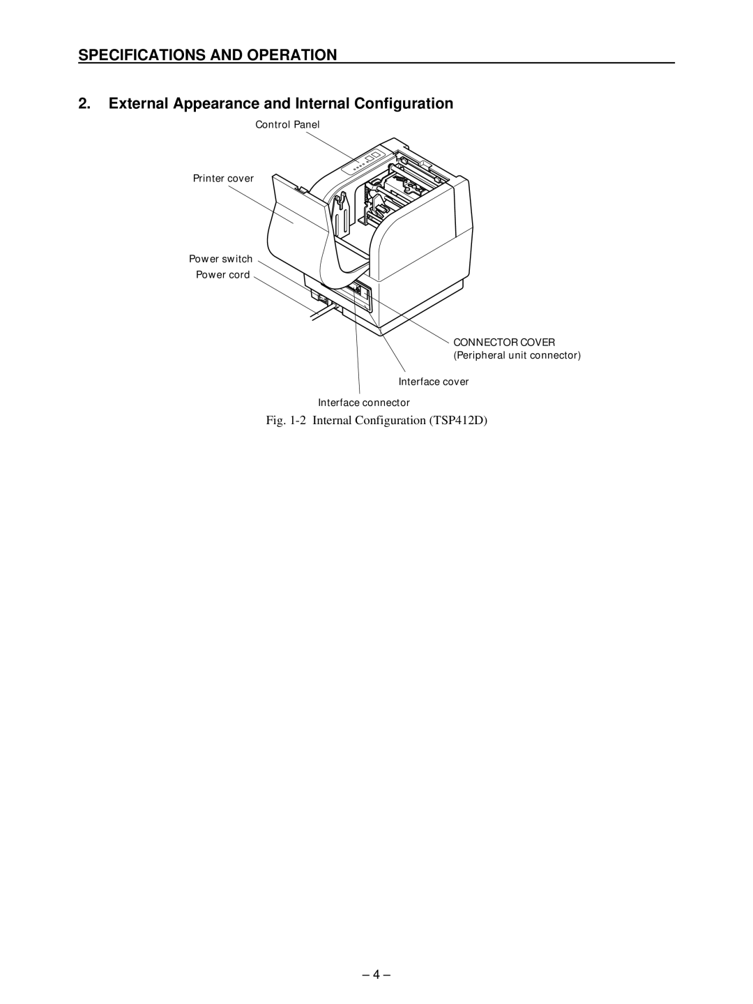 Star Micronics TSP400 technical manual External Appearance and Internal Configuration, Internal Configuration TSP412D 