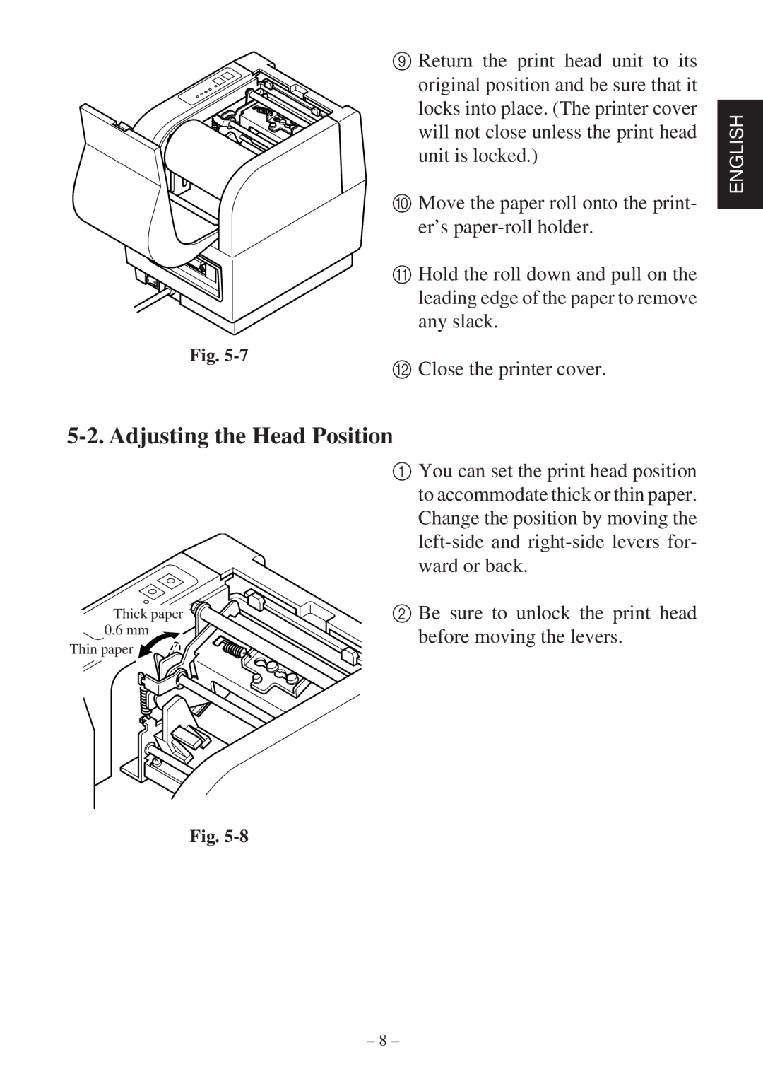 Star Micronics TSP400Z Series user manual Adjusting the Head Position 