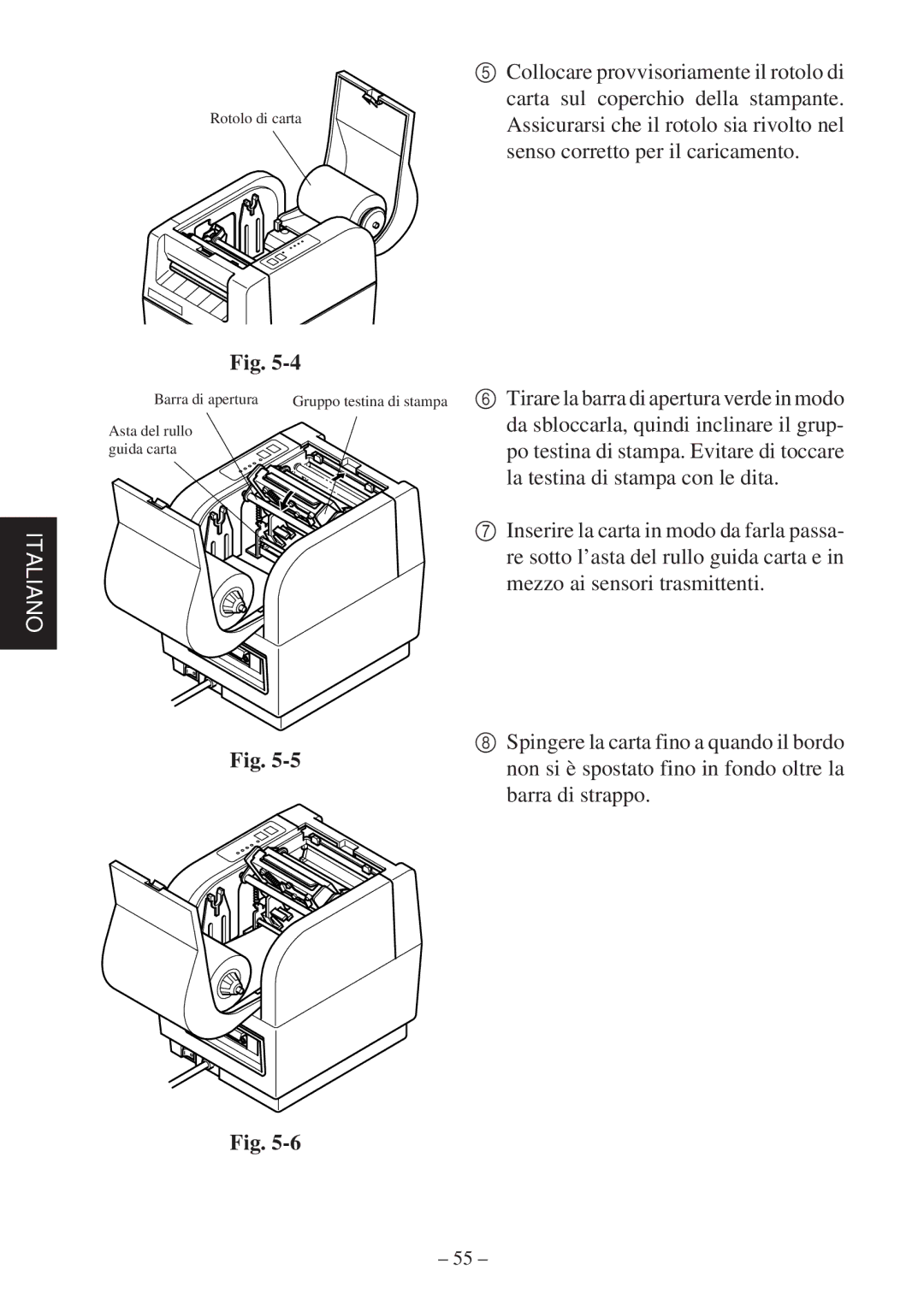 Star Micronics TSP400Z Series user manual Barra di strappo 