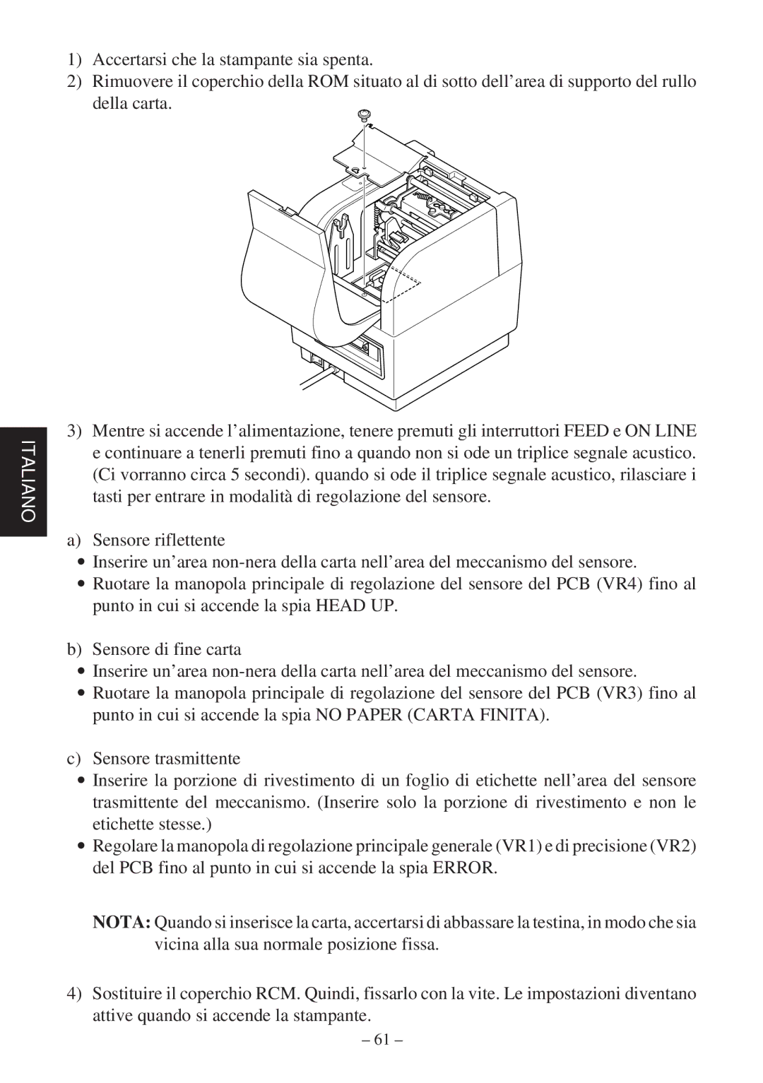 Star Micronics TSP400Z Series user manual Italiano 