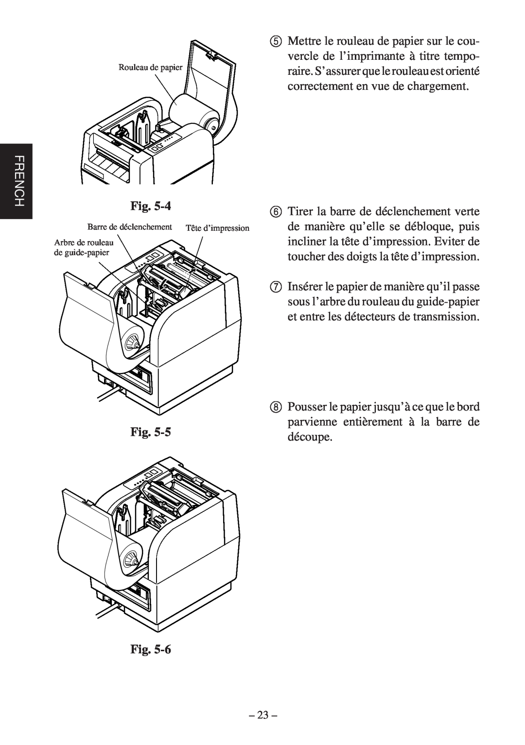 Star Micronics TSP400Z Series French, Rouleau de papier, Barre de déclenchement, Arbre de rouleau de guide-papier 
