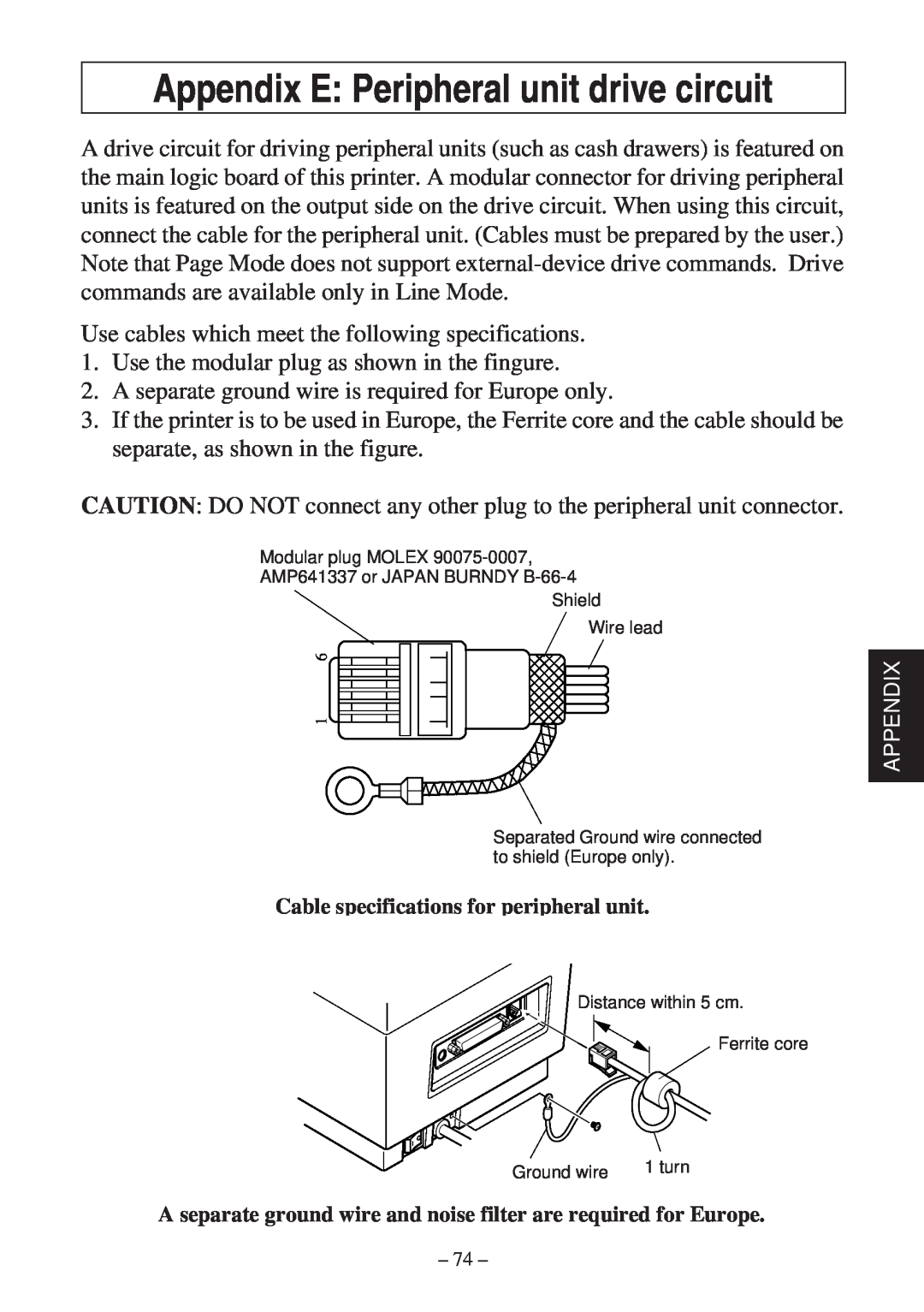 Star Micronics TSP400Z Series user manual Appendix E Peripheral unit drive circuit 
