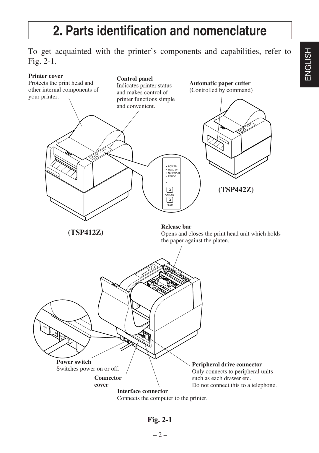 Star Micronics TSP400Z user manual TSP442Z, TSP412Z 