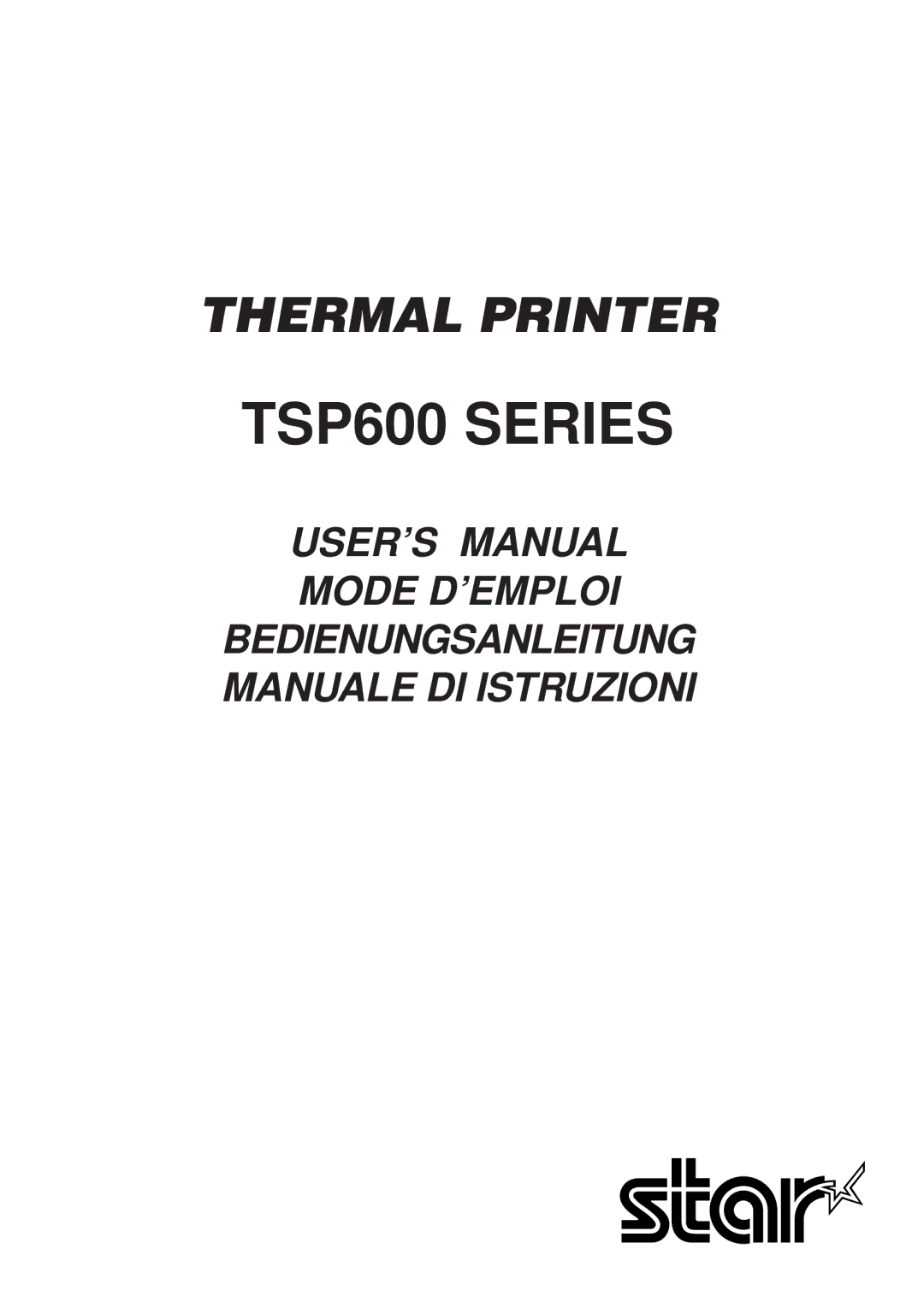 Star Micronics user manual TSP600 Series 