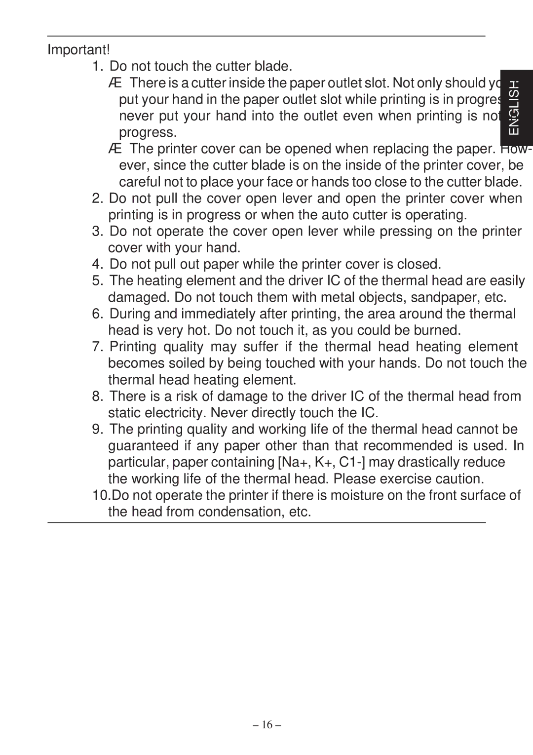 Star Micronics TSP600 user manual Head from condensation, etc 