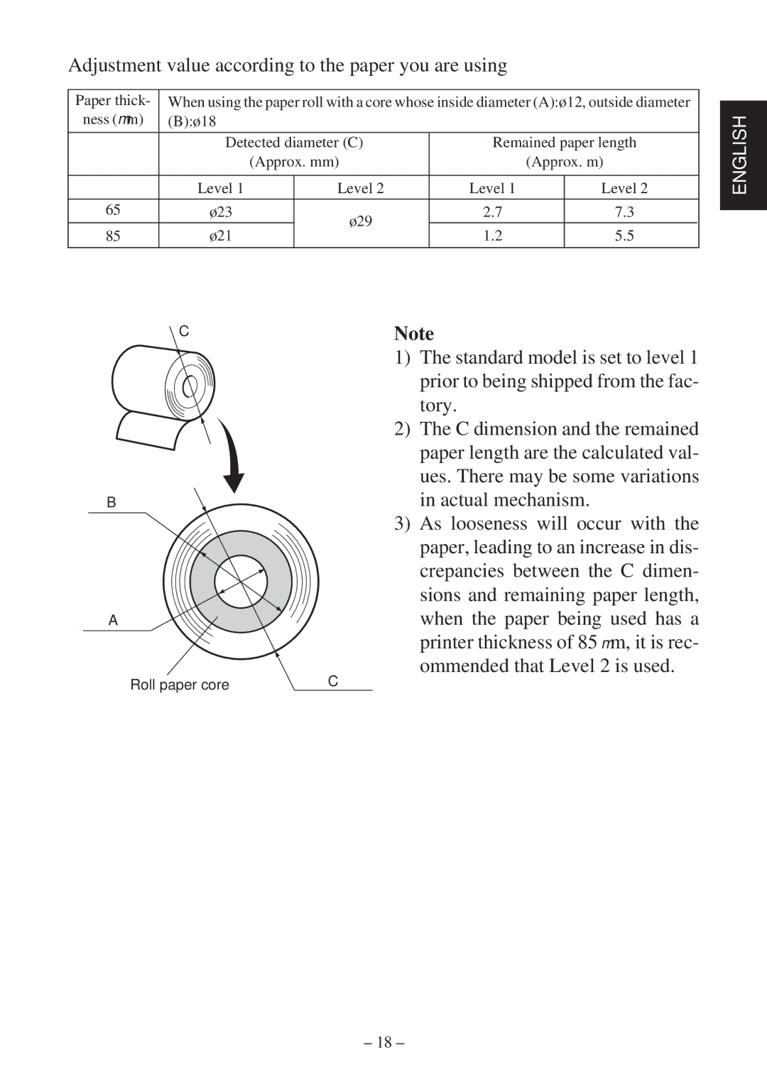 Star Micronics TSP600 user manual Adjustment value according to the paper you are using, Paper thick 