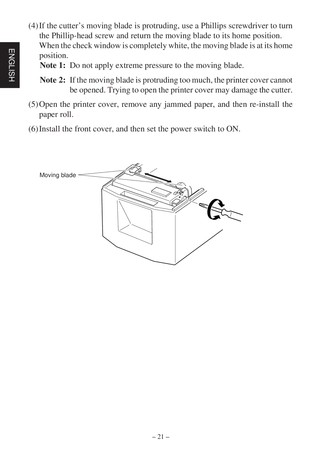 Star Micronics TSP600 user manual Moving blade 