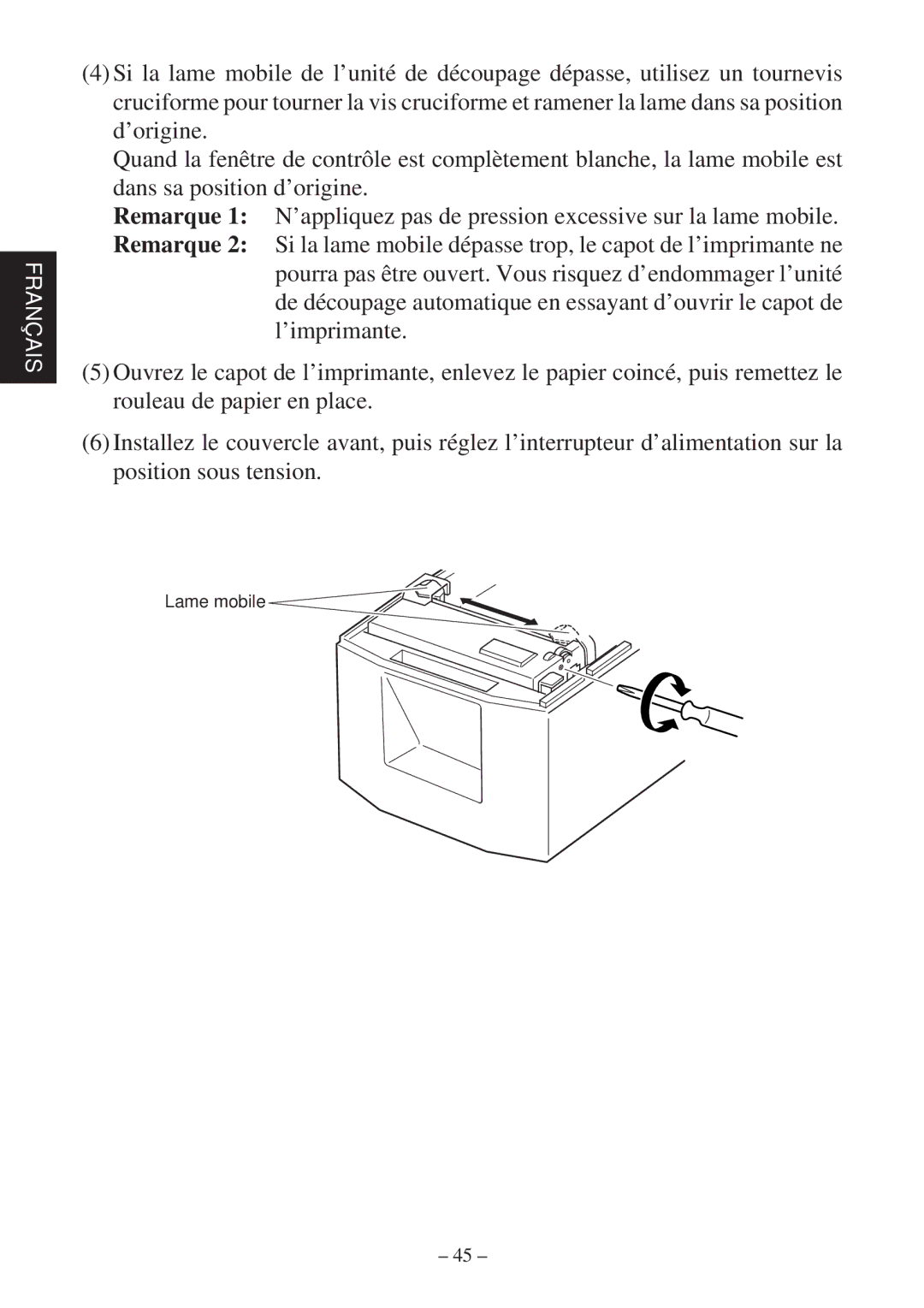 Star Micronics TSP600 user manual Lame mobile 