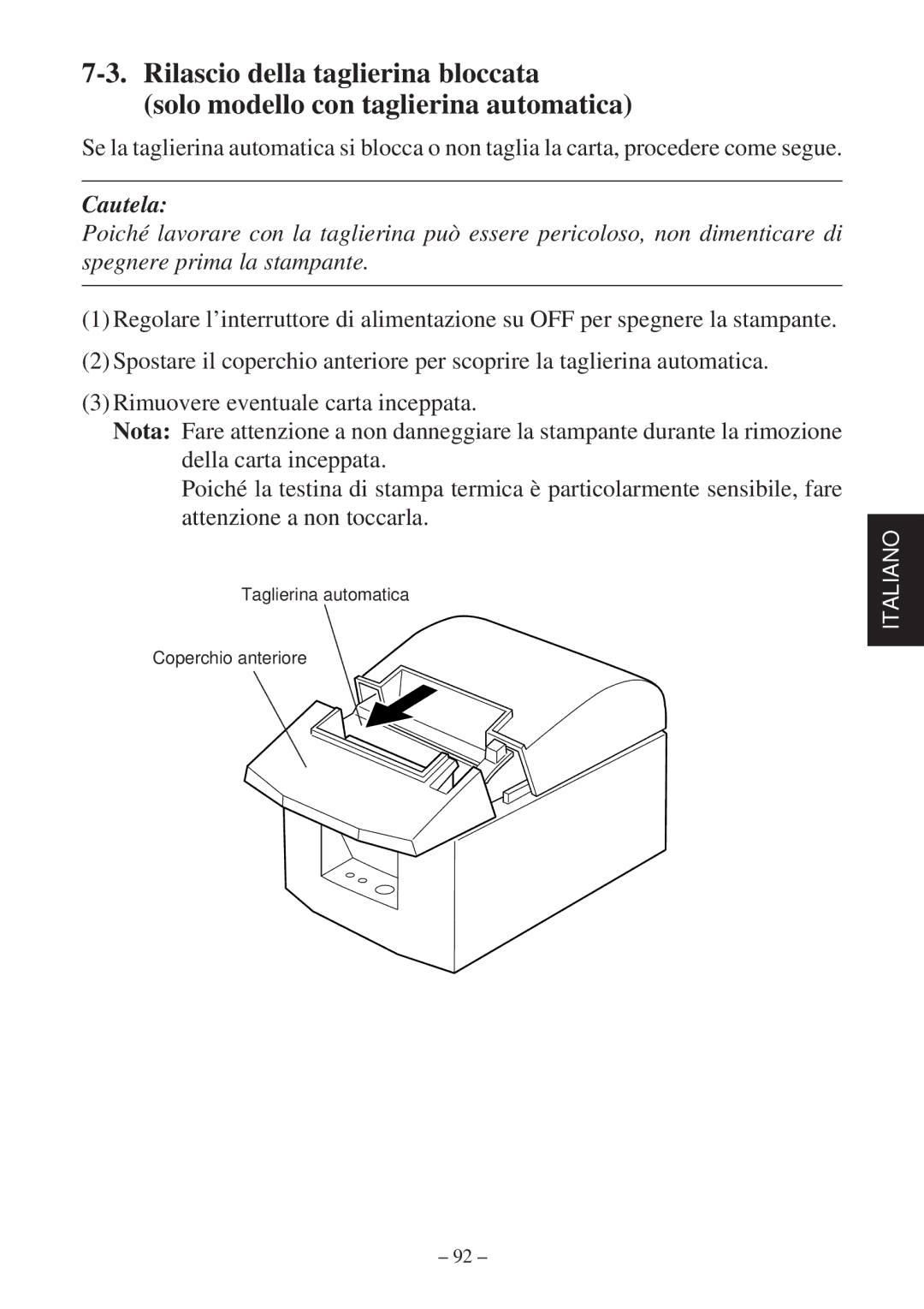 Star Micronics TSP600 user manual Cautela 