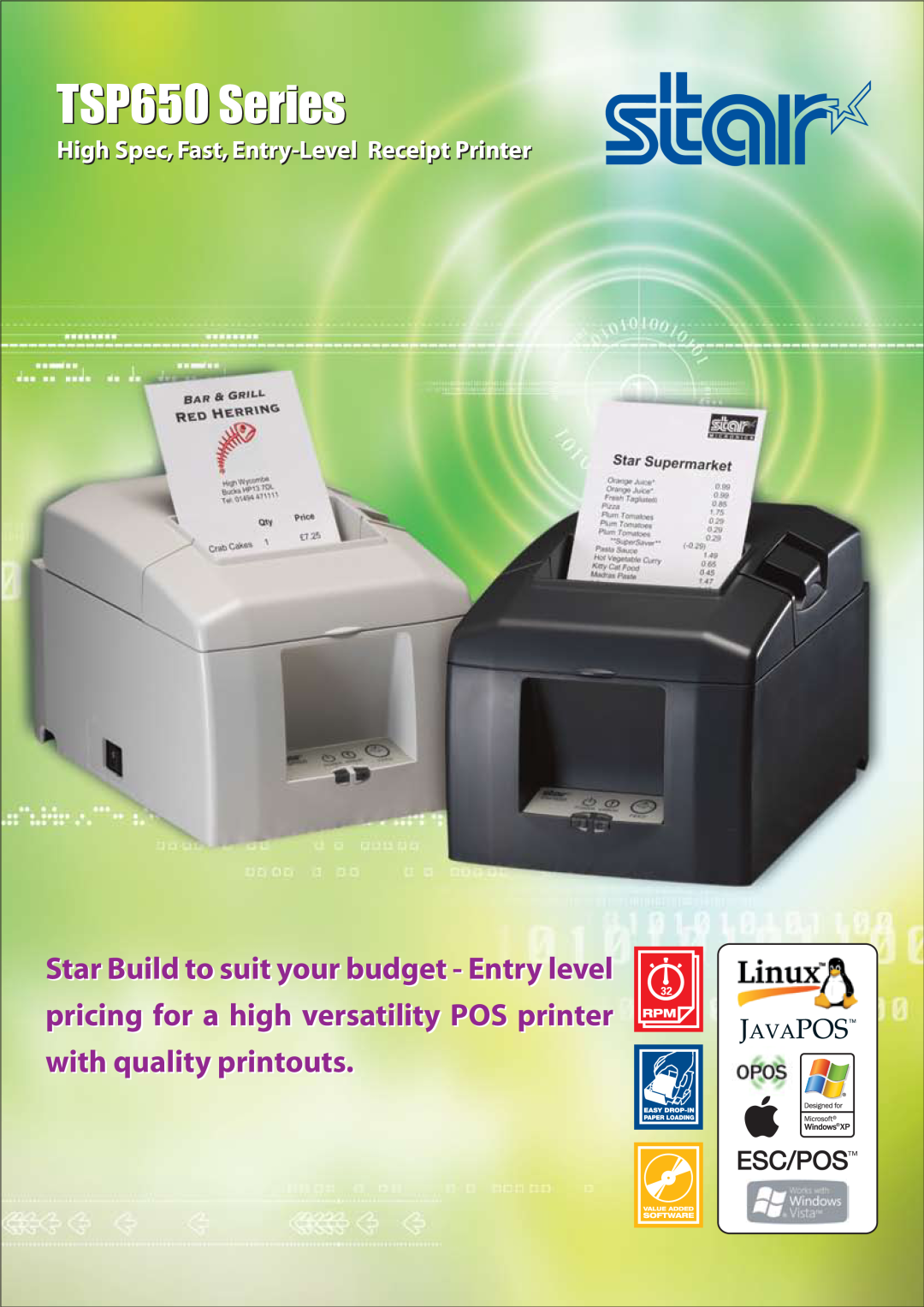 Star Micronics TSP650 Series manual High Spec,Fast,Entry-Level Receipt Printer 
