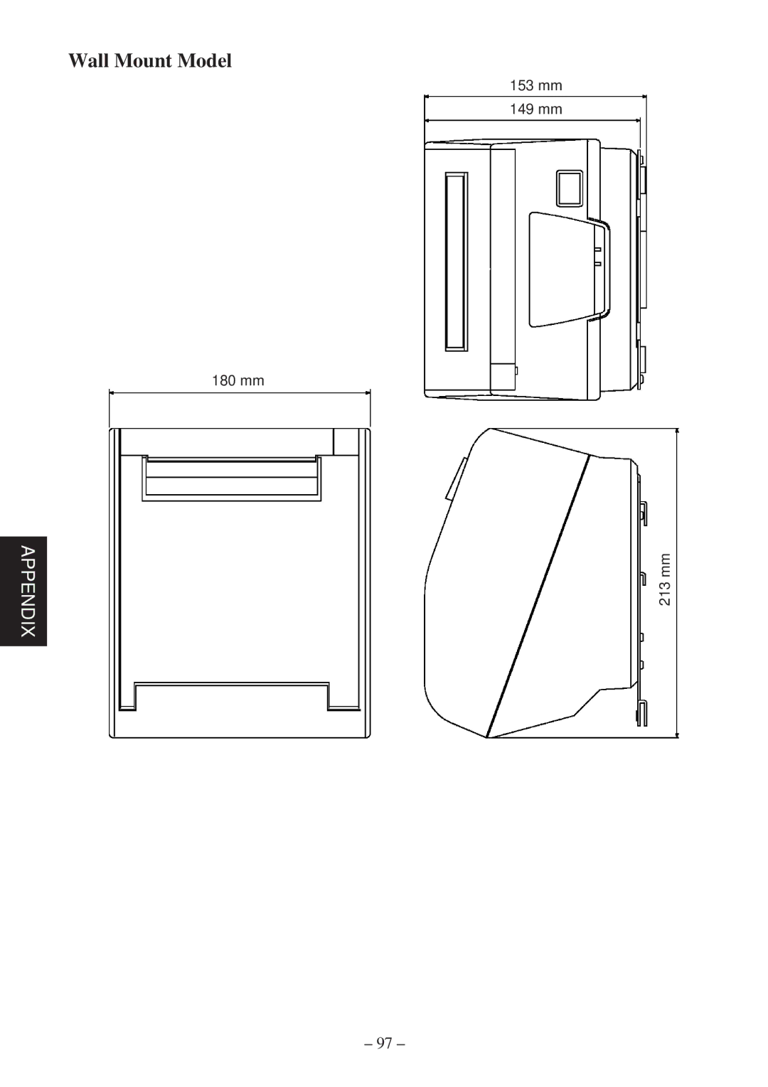 Star Micronics TSP800 user manual Wall Mount Model 