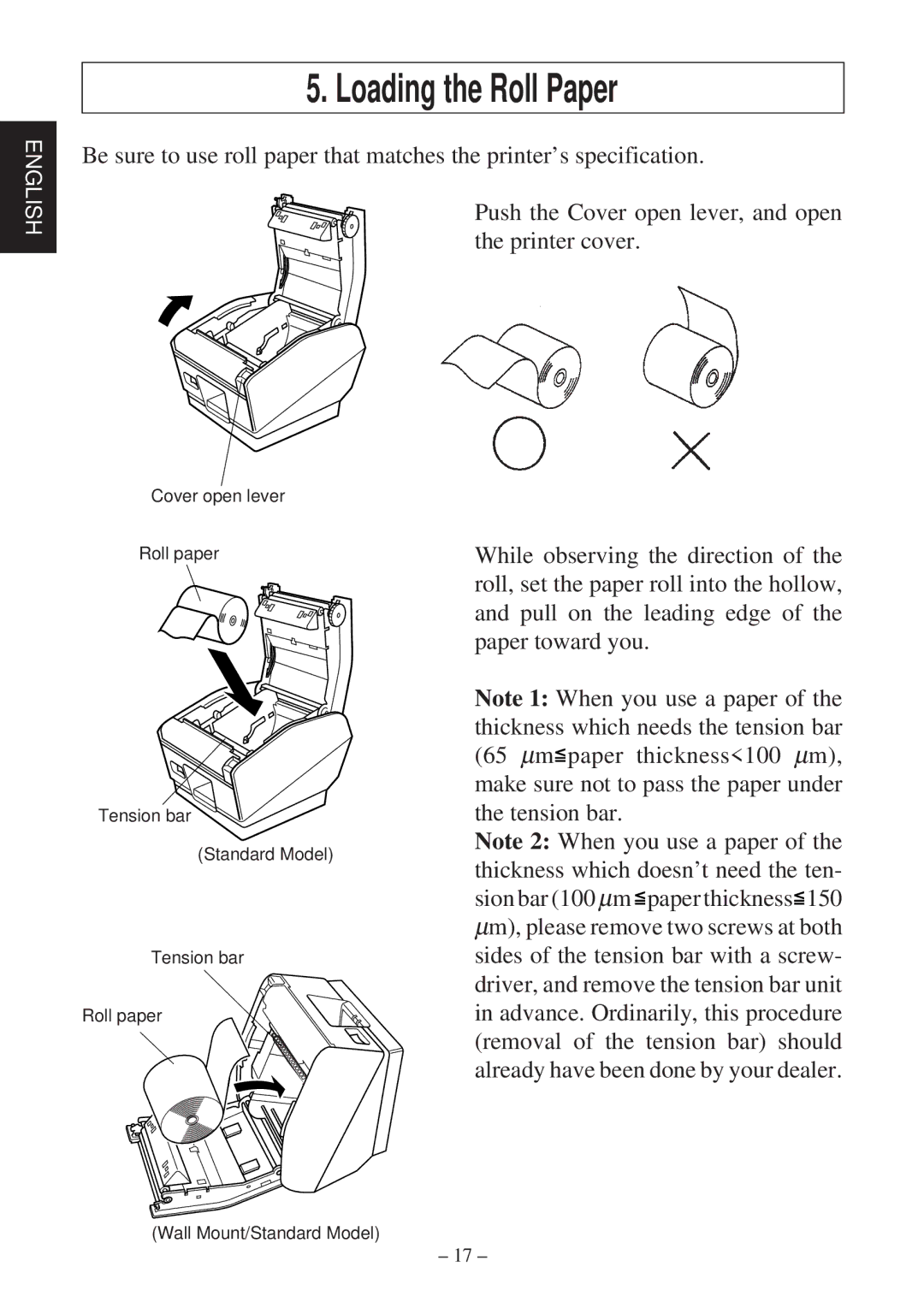 Star Micronics TSP800 user manual Loading the Roll Paper 