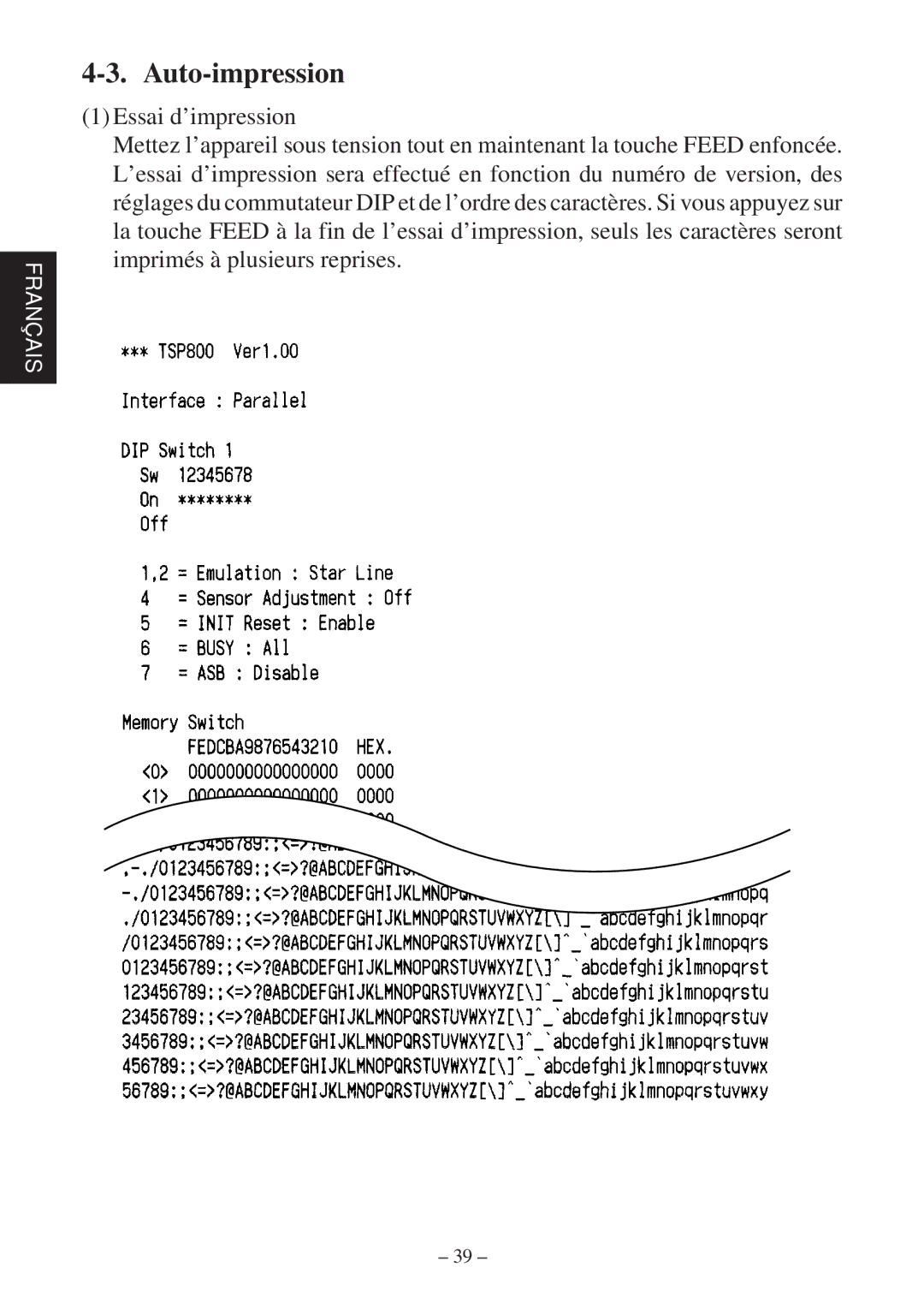 Star Micronics TSP800 user manual Auto-impression 