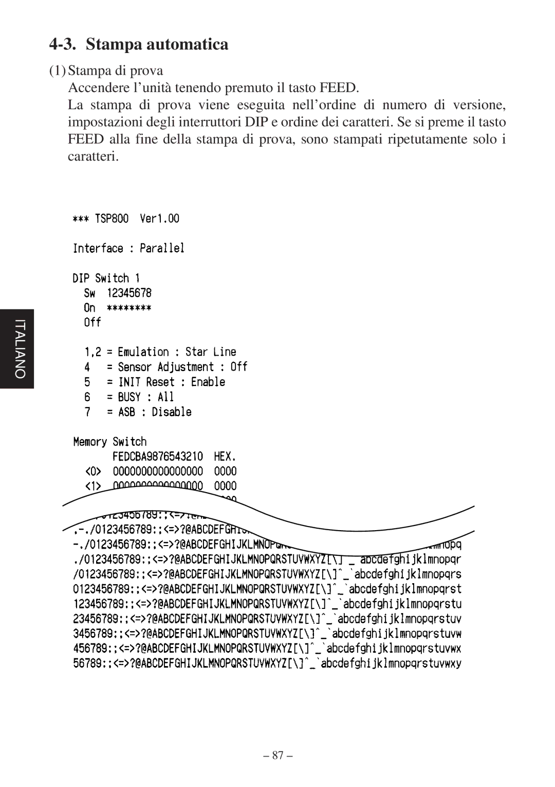 Star Micronics TSP800 user manual Stampa automatica 