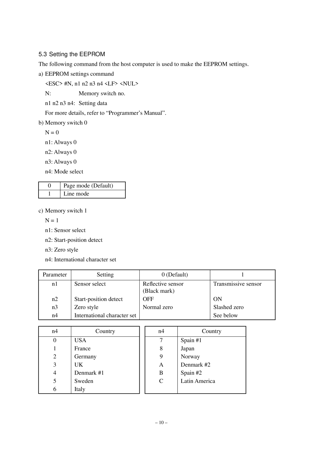 Star Micronics TUP452-24, TUP482-24 operation manual Setting the Eeprom, Usa 