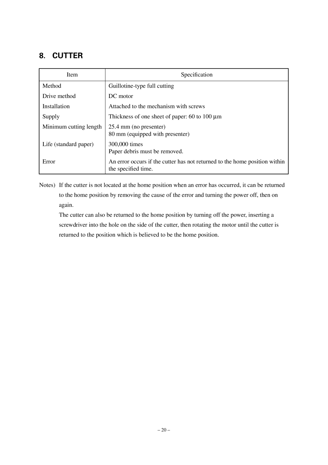 Star Micronics TUP492-24 operation manual Cutter 