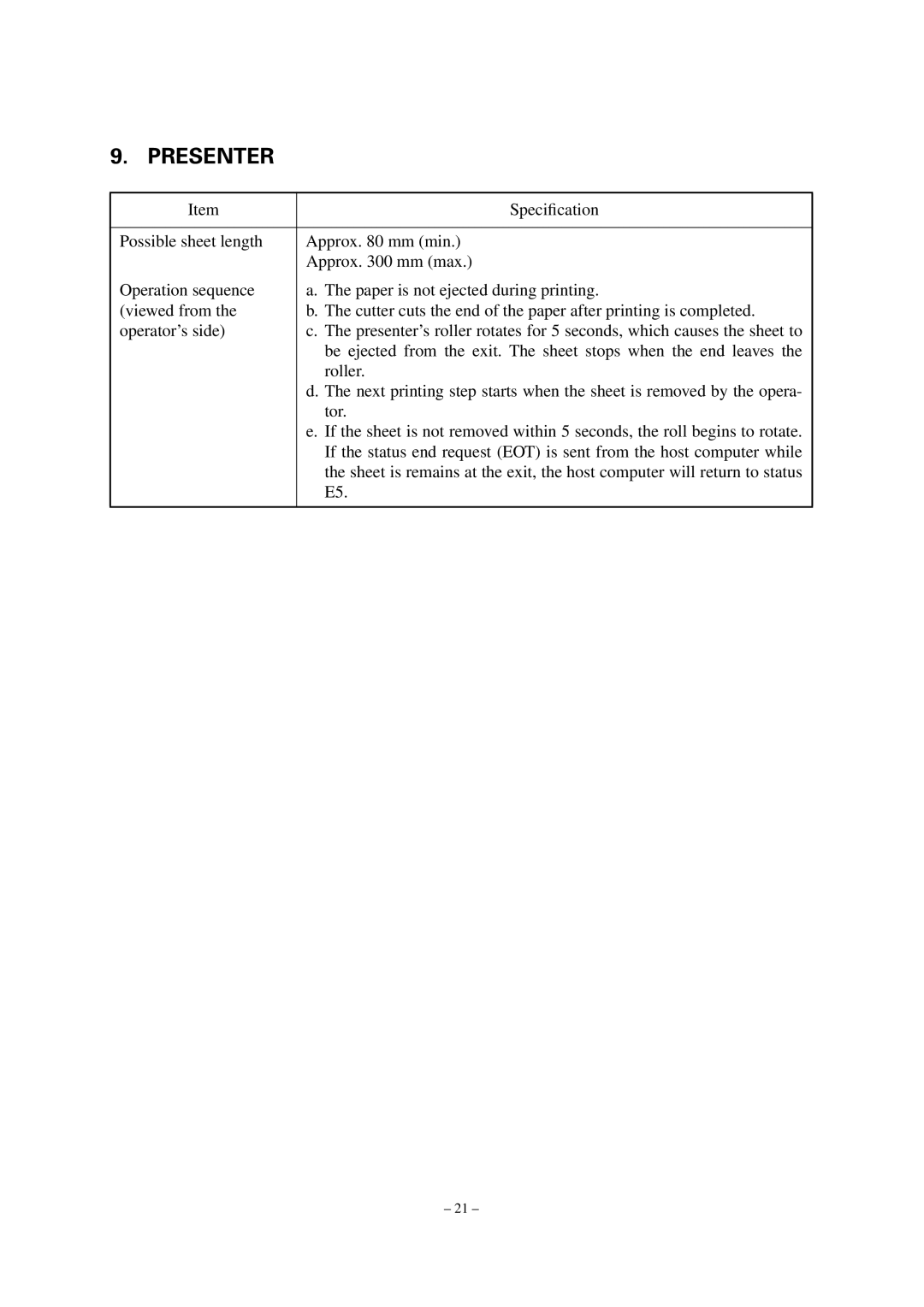 Star Micronics TUP492-24 operation manual Presenter 