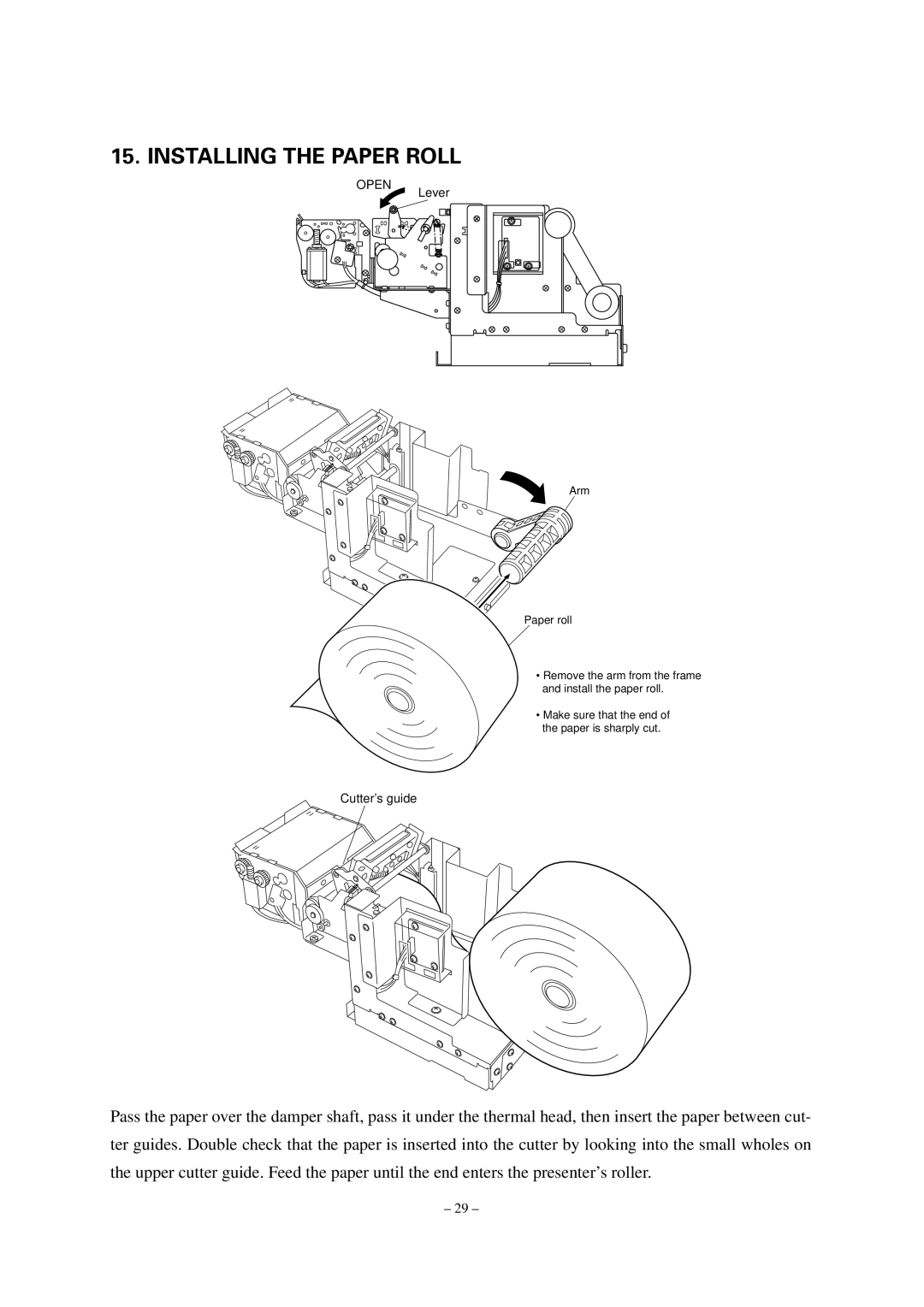 Star Micronics TUP492-24 operation manual Installing the Paper Roll, Open 