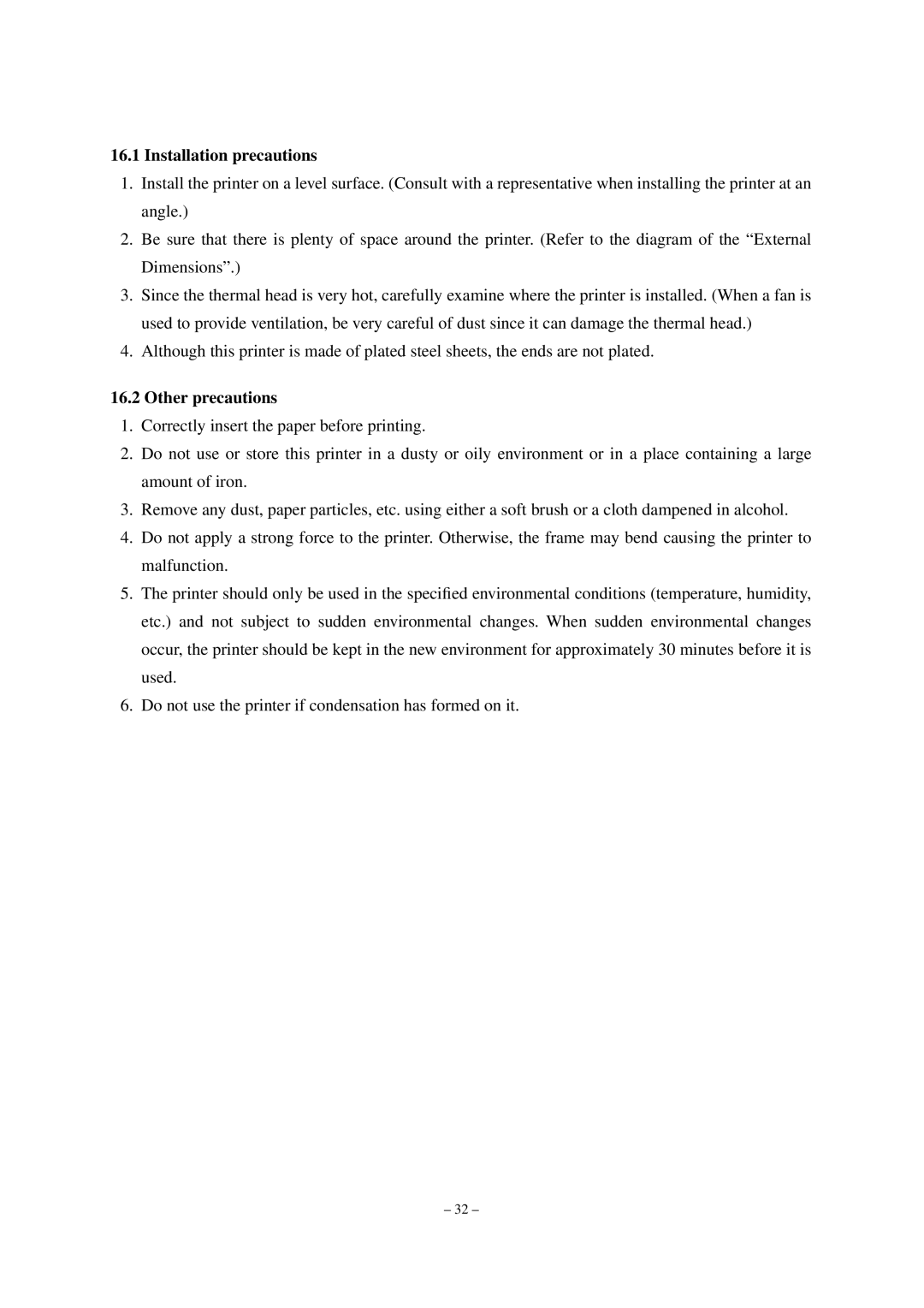 Star Micronics TUP492-24 operation manual Installation precautions, Other precautions 