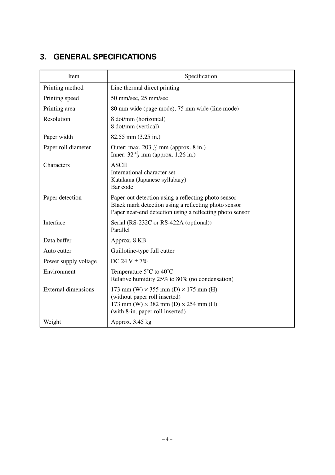 Star Micronics TUP492-24 operation manual General Specifications, Ascii 