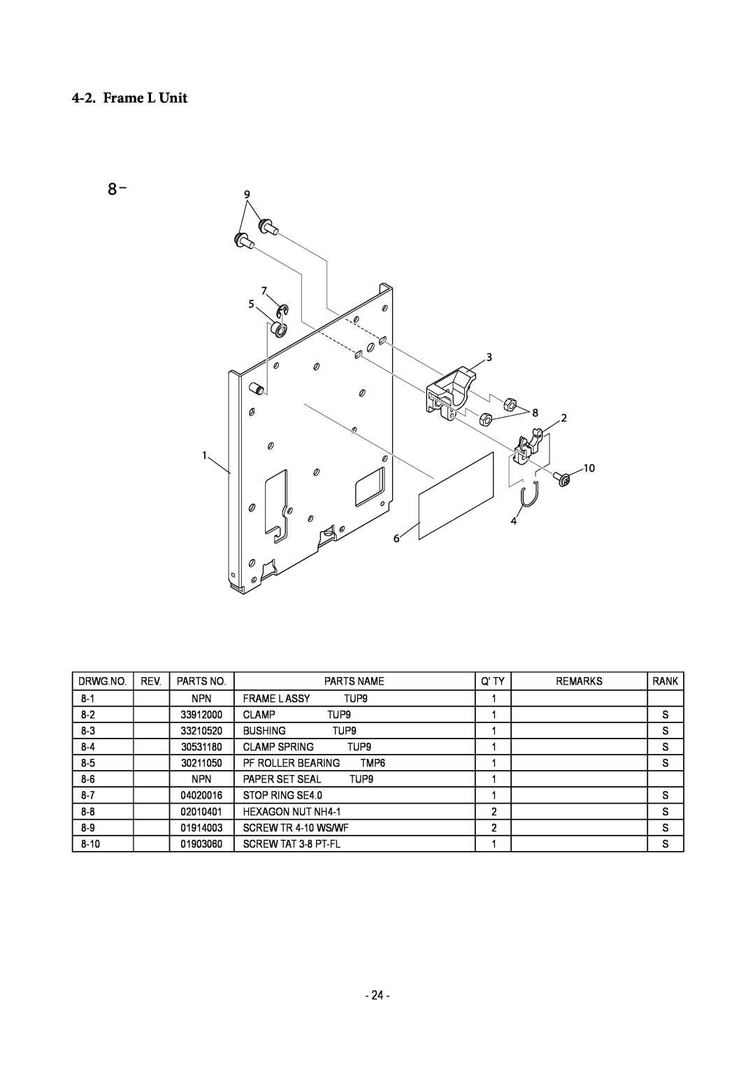 Star Micronics TUP500 technical manual Frame L Unit 