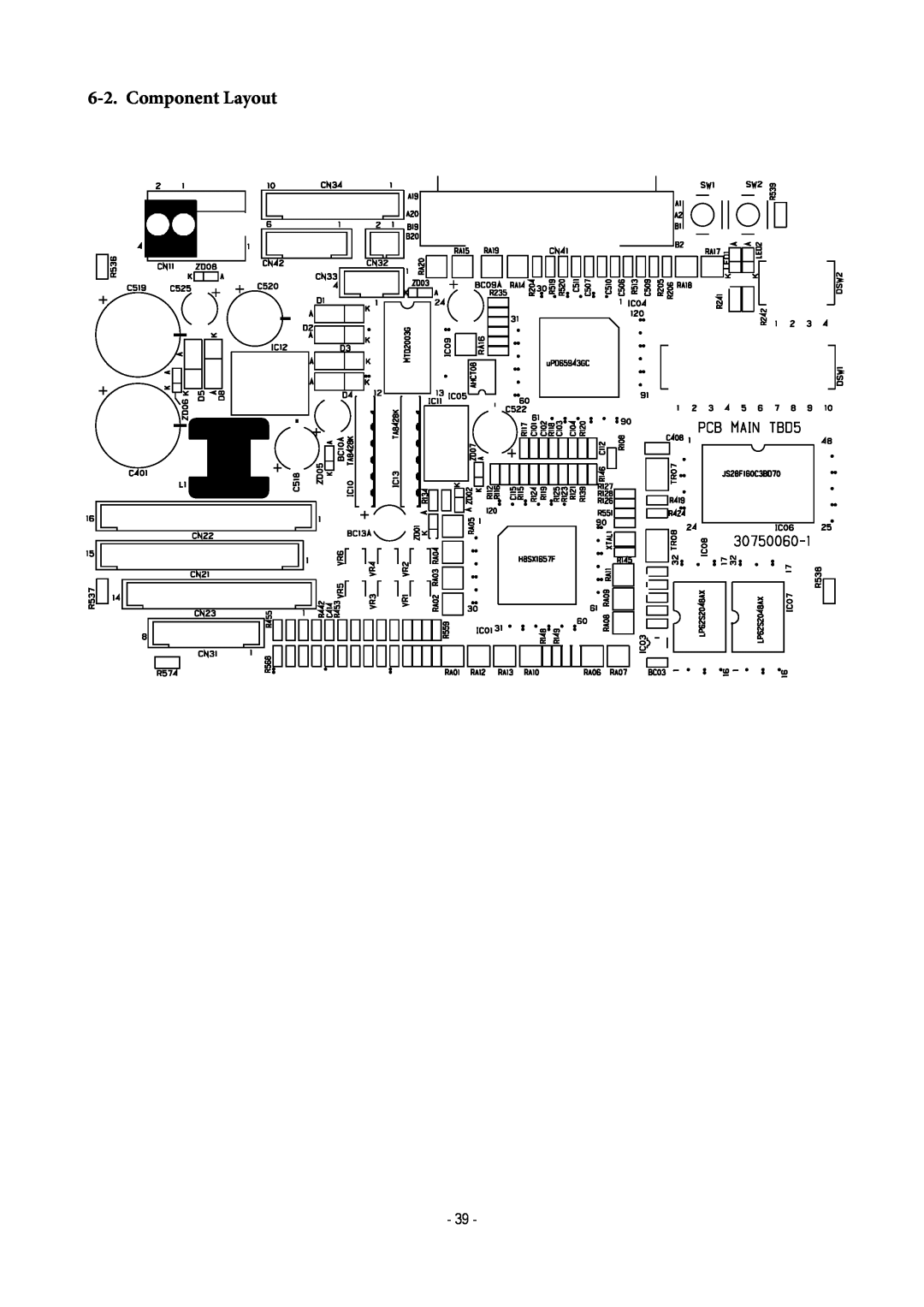 Star Micronics TUP500 technical manual Component Layout 