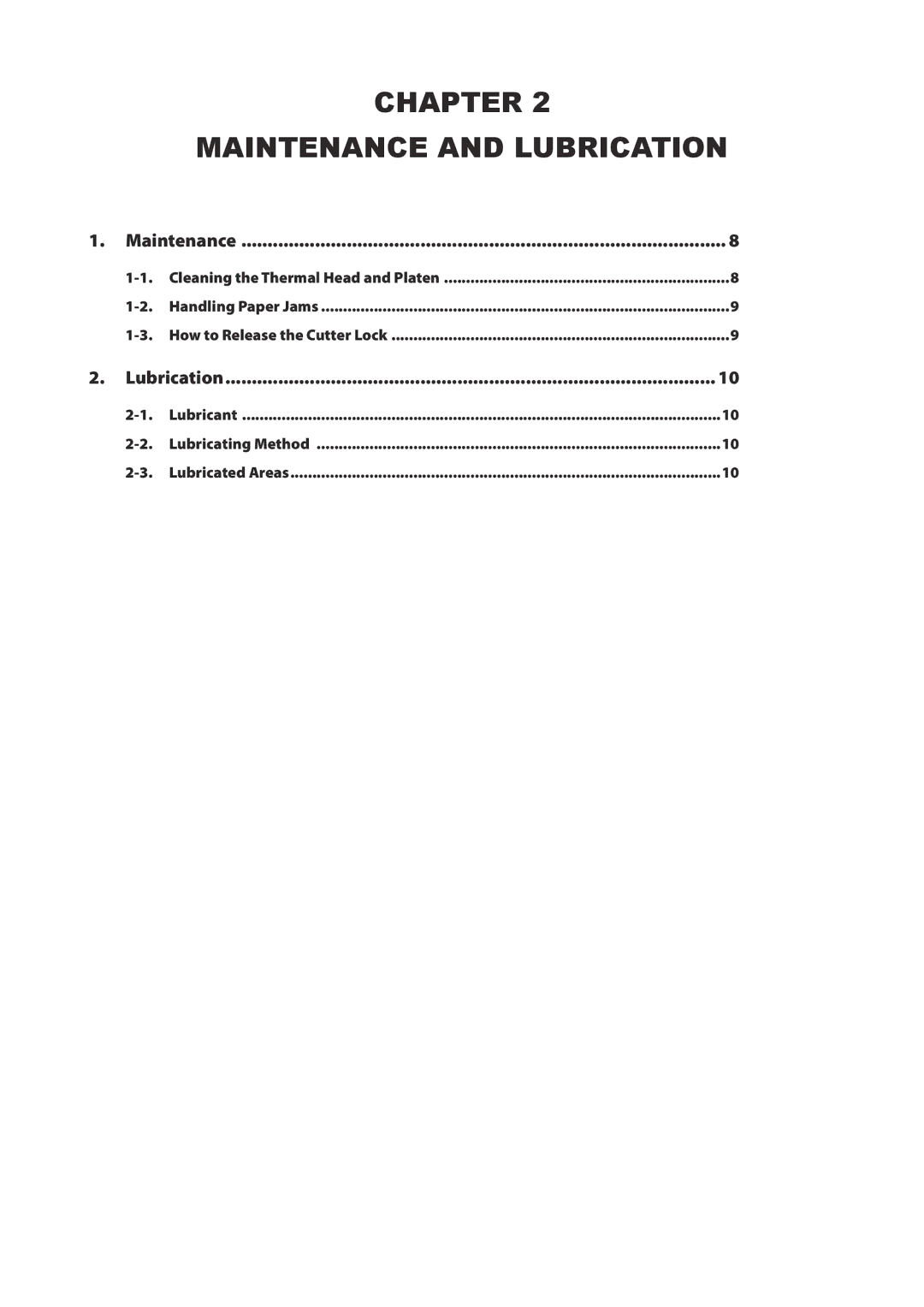 Star Micronics TUP500 technical manual Chapter Maintenance and Lubrication 