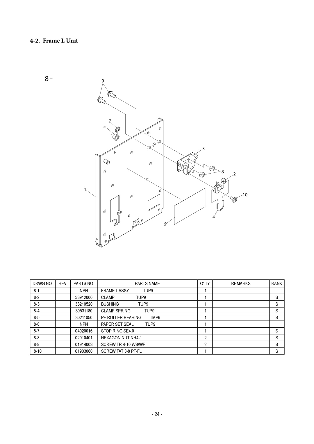 Star Micronics TUP500 technical manual Frame L Unit 