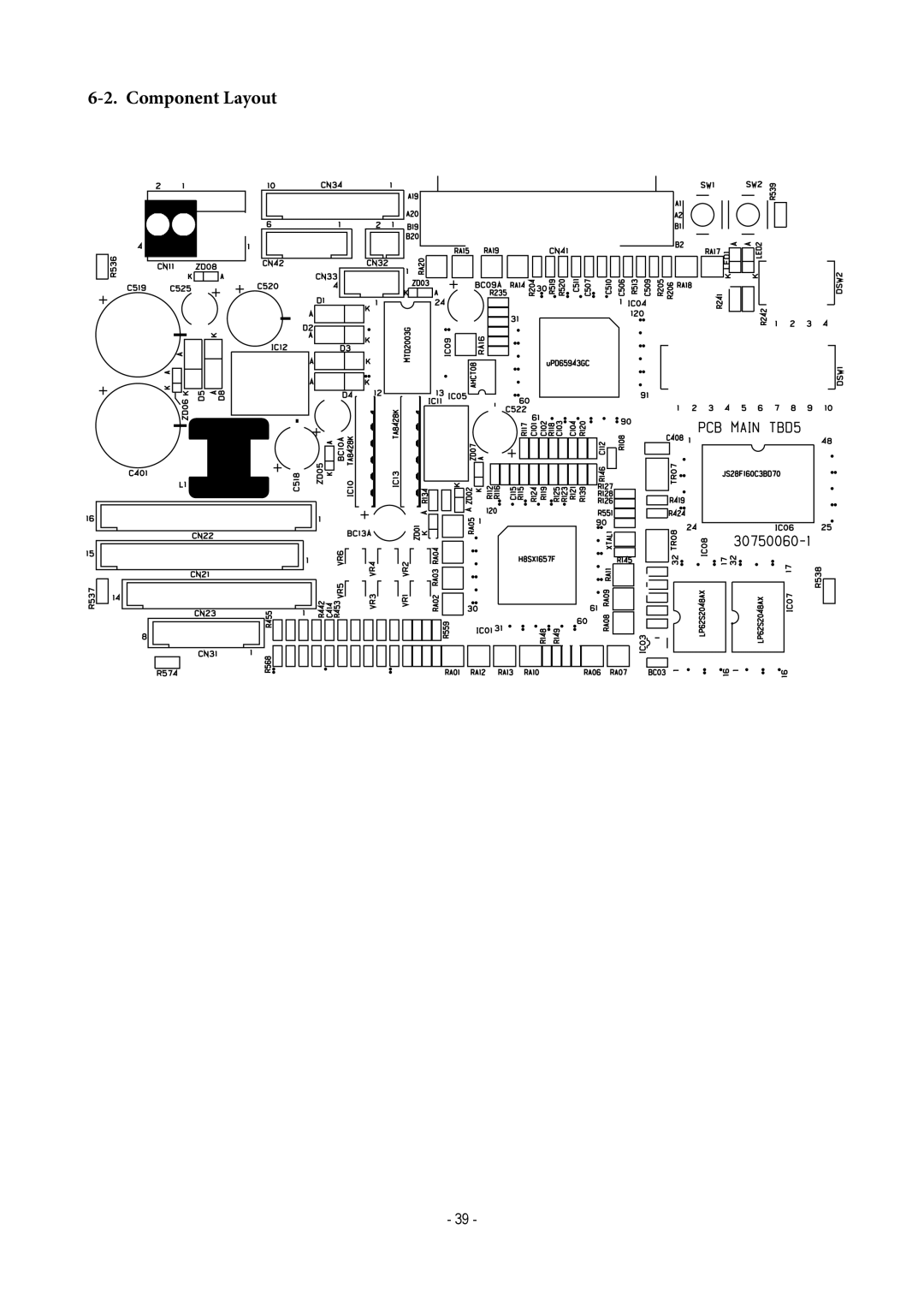 Star Micronics TUP500 technical manual Component Layout 