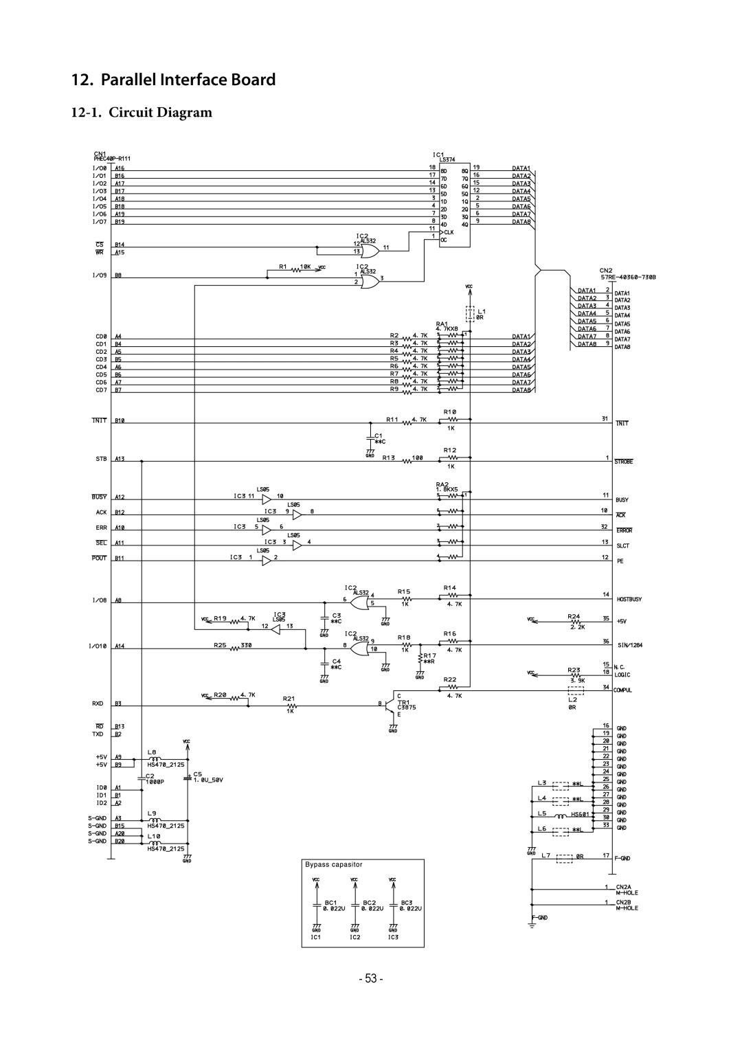 Star Micronics TUP500 technical manual Parallel Interface Board 