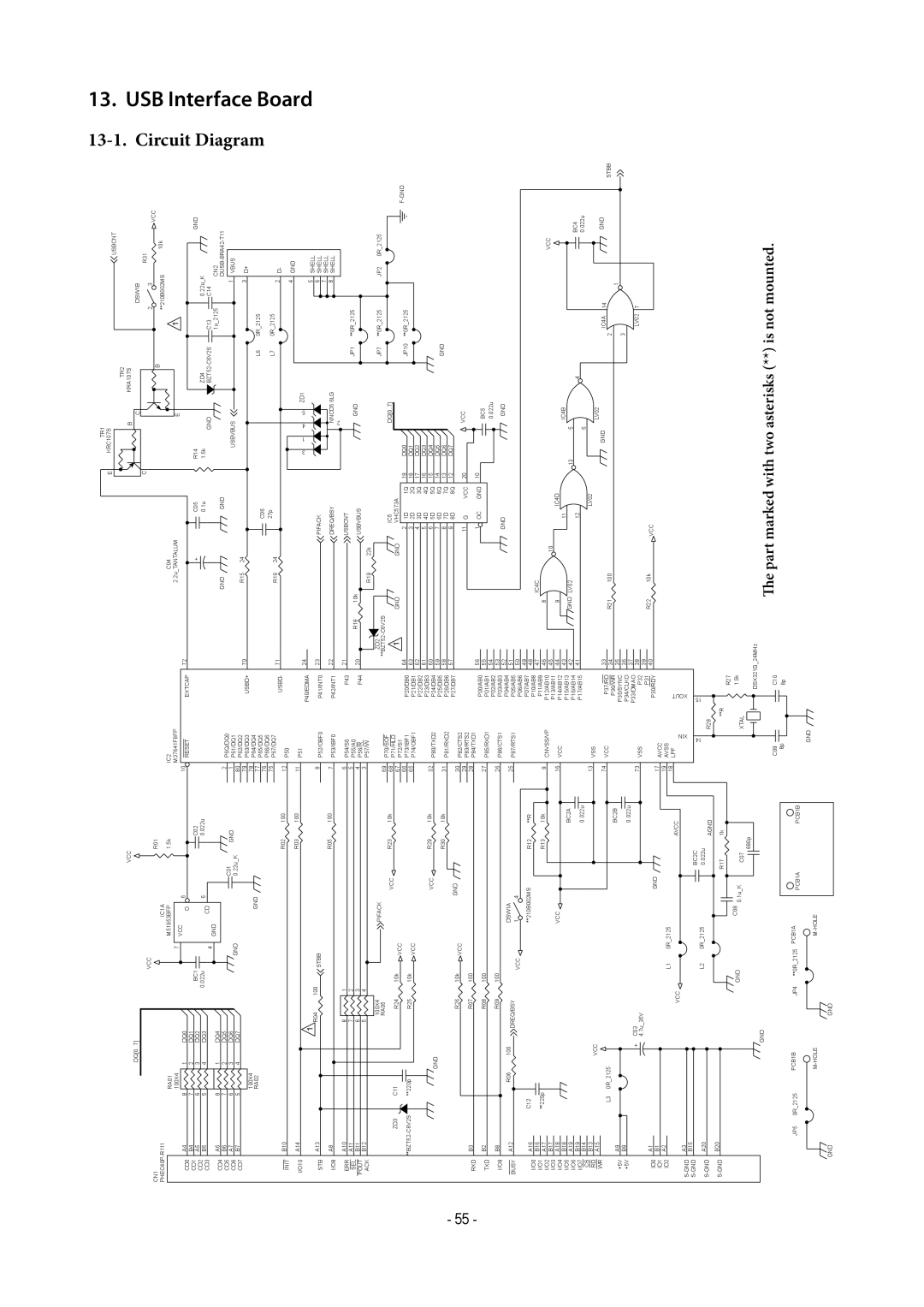 Star Micronics TUP500 technical manual Part marked with two asterisks ** is not mounted 