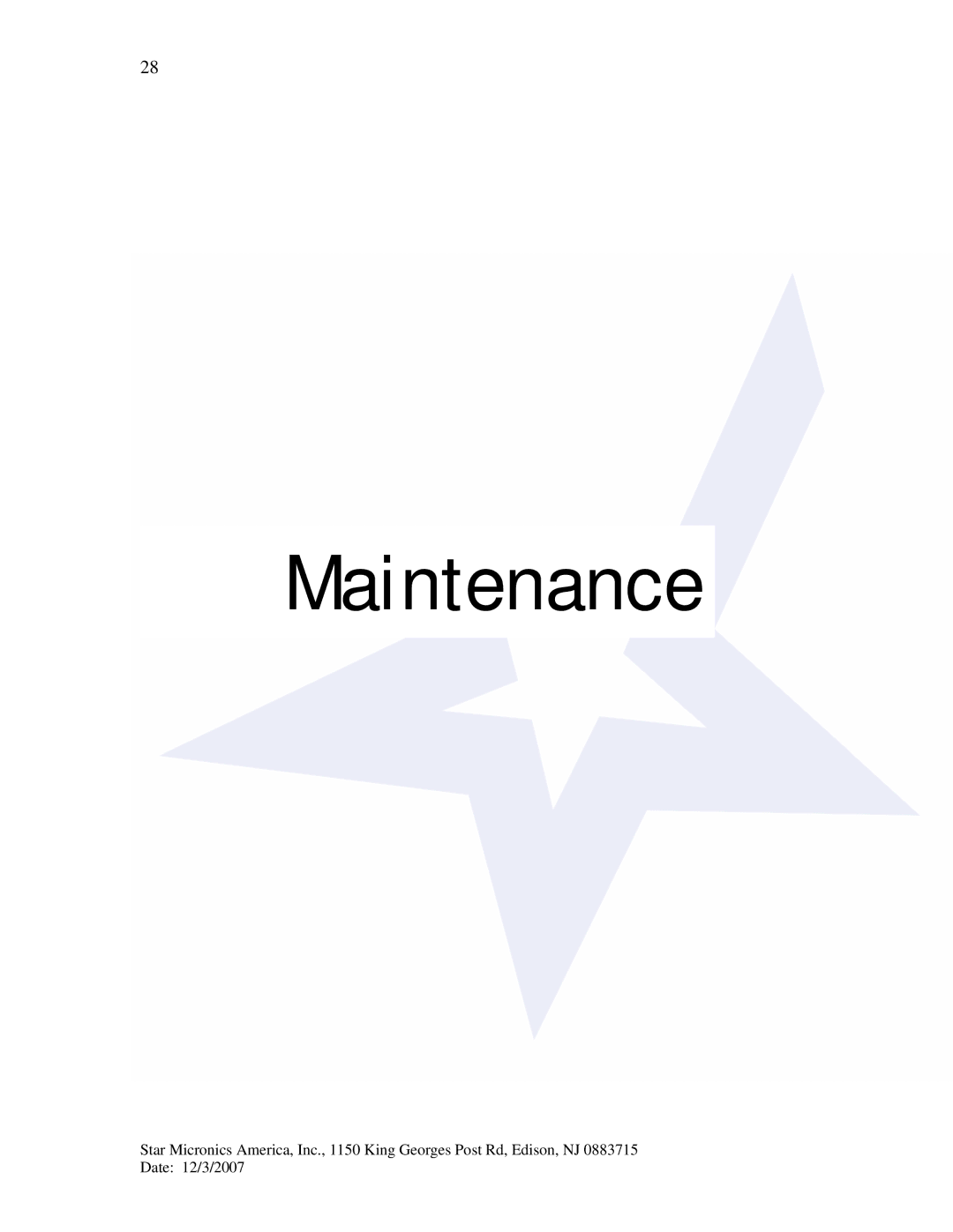 Star Micronics TUP942, TUP992 manual Maintenance 