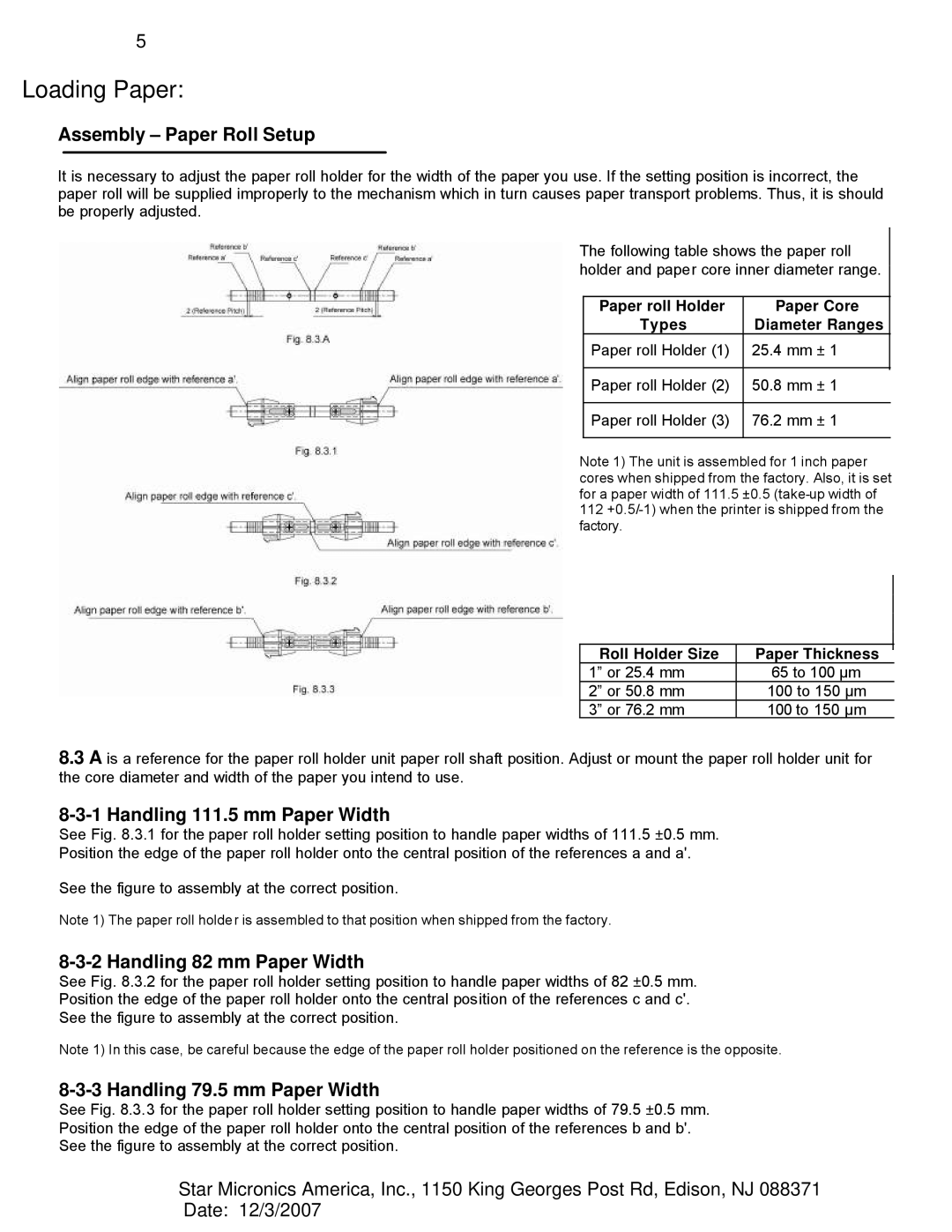 Star Micronics TUP992, TUP942 manual Loading Paper 