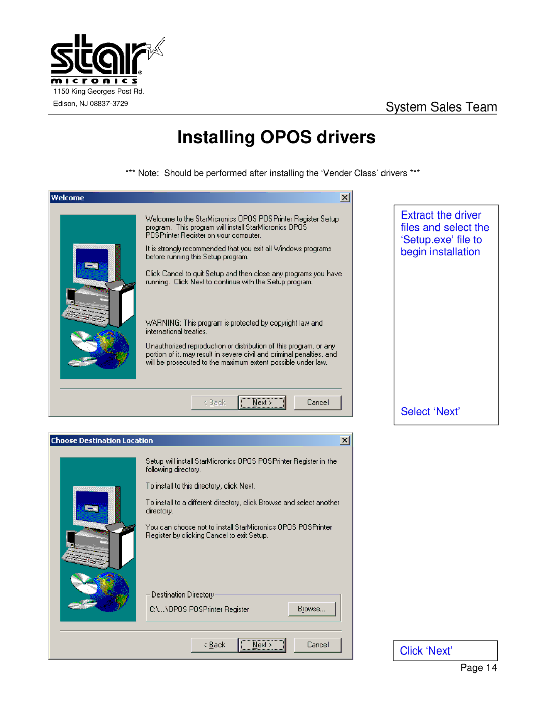 Star Micronics USB manual Installing Opos drivers 