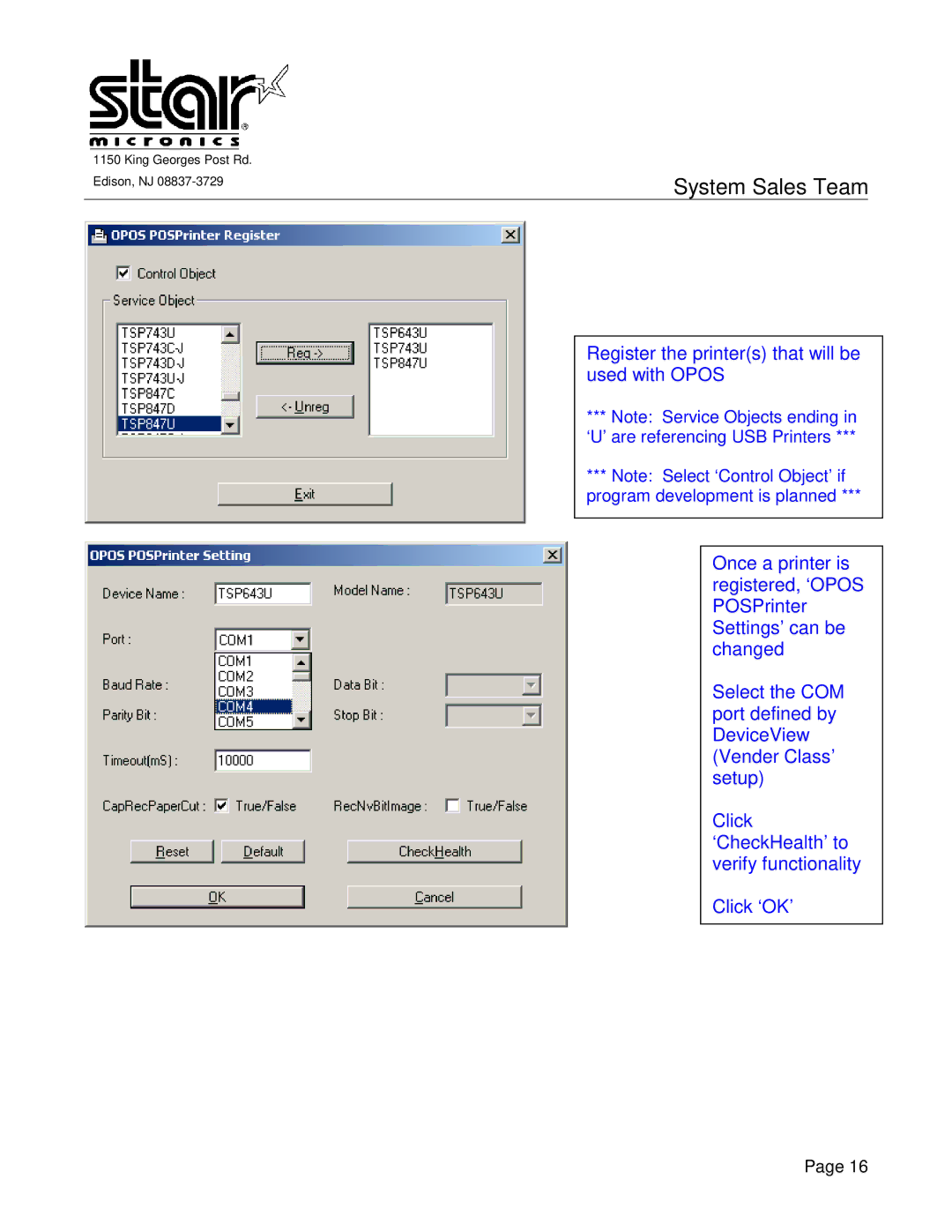 Star Micronics USB manual System Sales Team 