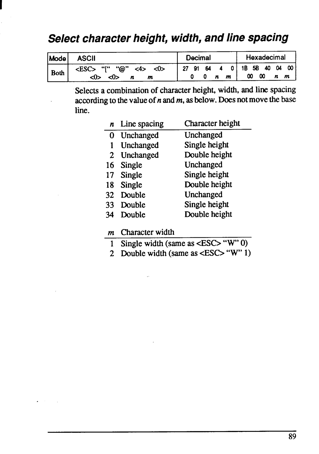 Star Micronics XB-2420, XB-2425 user manual Select characterheight,width,and line spacing 